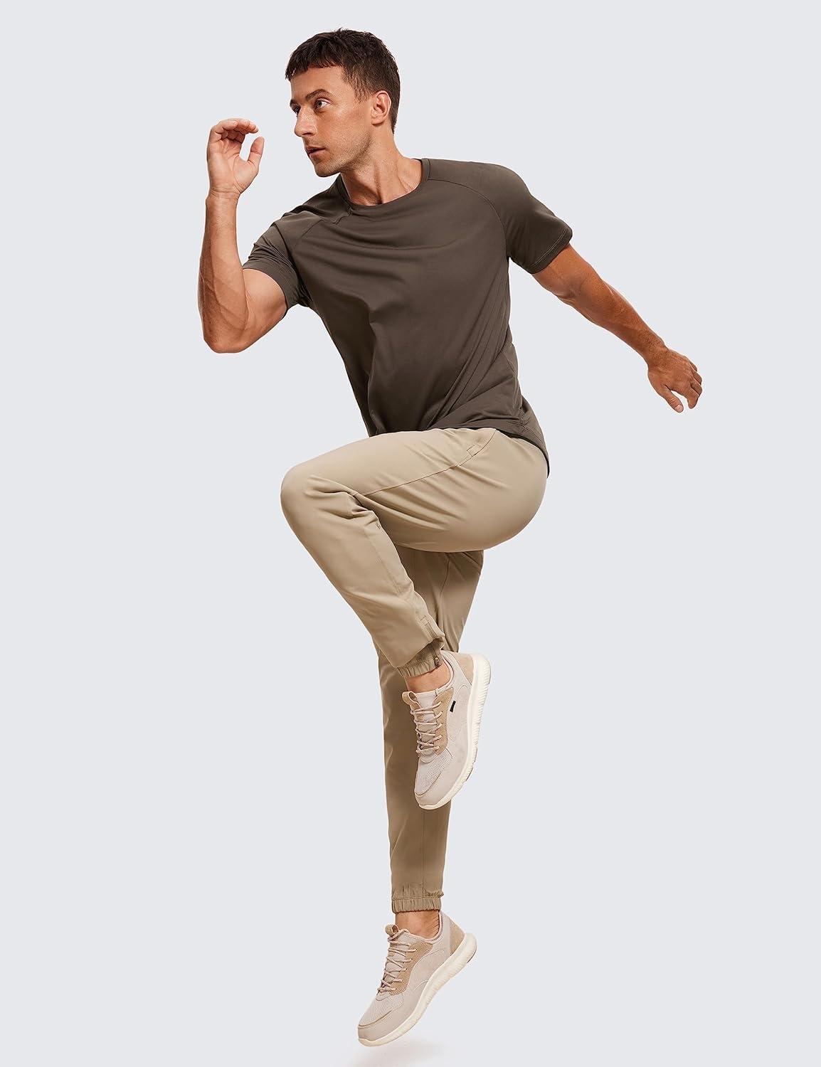 image:imageCRZ YOGA Crewneck Workout Shirts for Men Quick Dry Running Athletic TShirts Lightweight Basic TopsDark Mocha