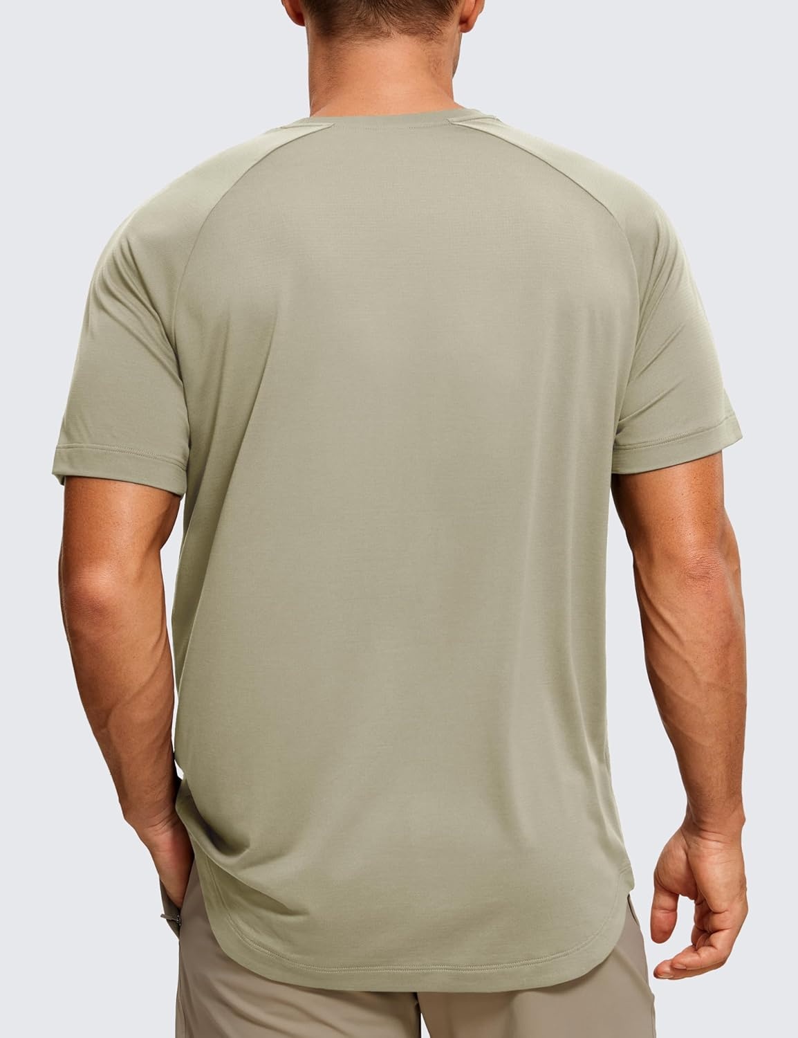 image:imageCRZ YOGA Crewneck Workout Shirts for Men Quick Dry Running Athletic TShirts Lightweight Basic TopsLimestone Green