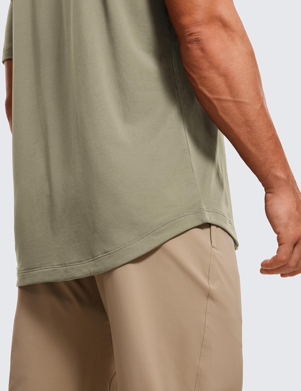 image:imageCRZ YOGA Crewneck Workout Shirts for Men Quick Dry Running Athletic TShirts Lightweight Basic TopsLimestone Green