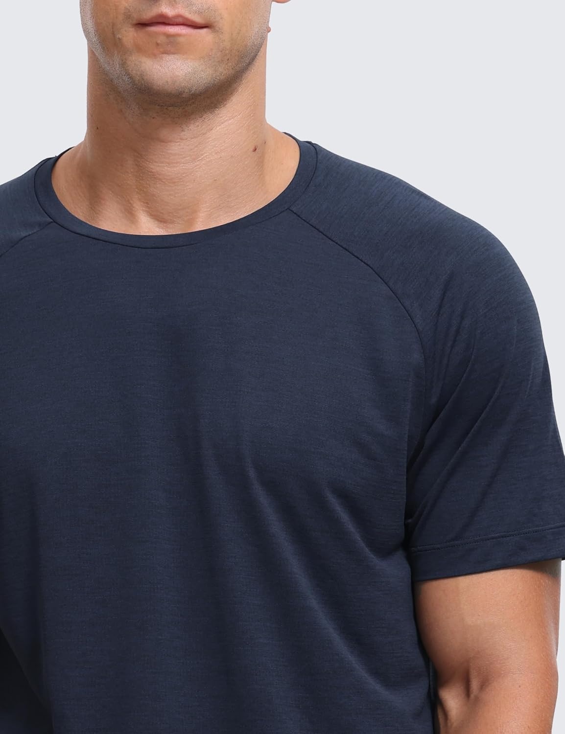 image:imageCRZ YOGA Crewneck Workout Shirts for Men Quick Dry Running Athletic TShirts Lightweight Basic TopsNavyheather