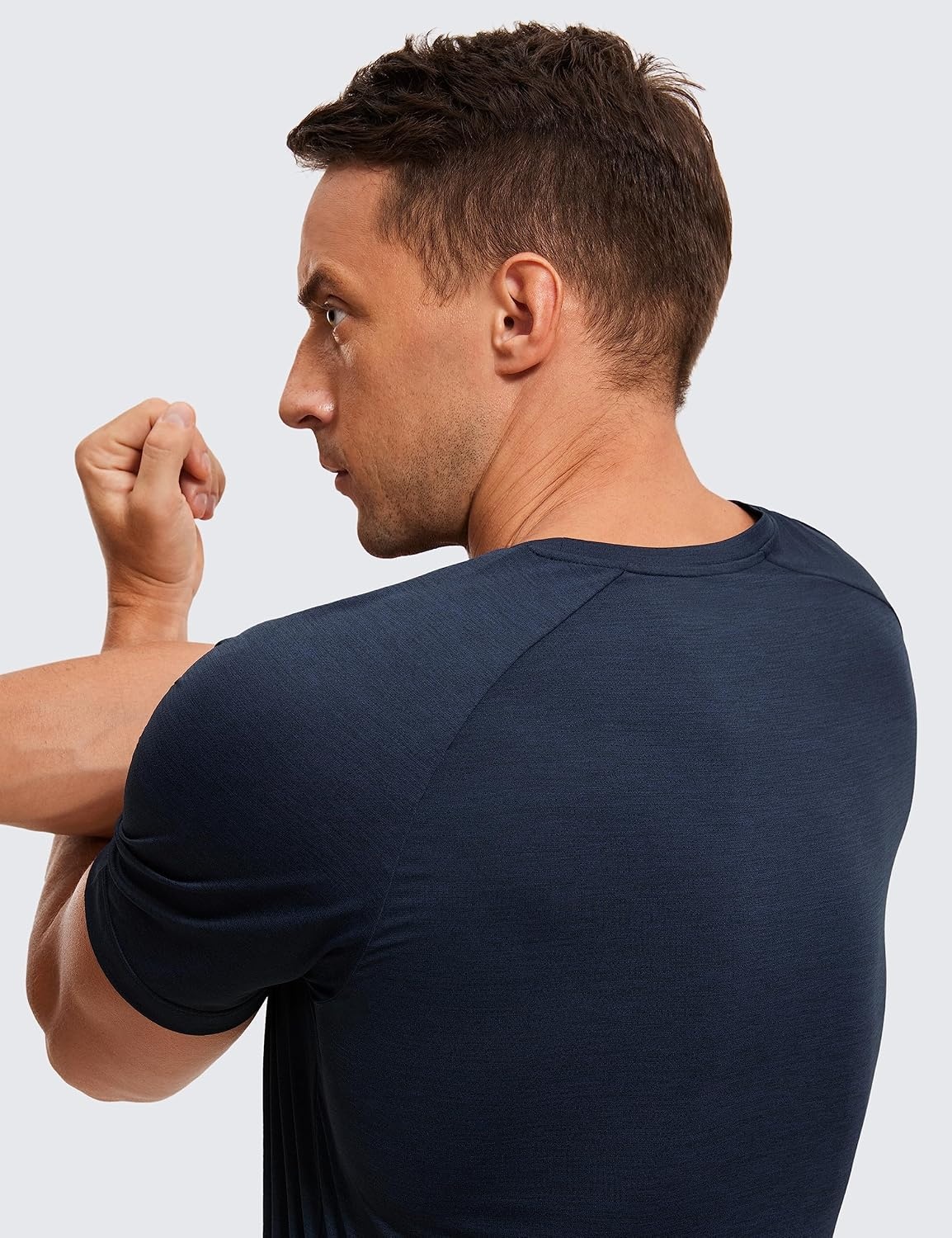 image:imageCRZ YOGA Crewneck Workout Shirts for Men Quick Dry Running Athletic TShirts Lightweight Basic TopsNavyheather