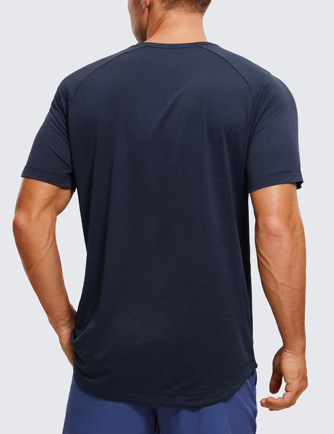 image:imageCRZ YOGA Crewneck Workout Shirts for Men Quick Dry Running Athletic TShirts Lightweight Basic TopsNavyheather