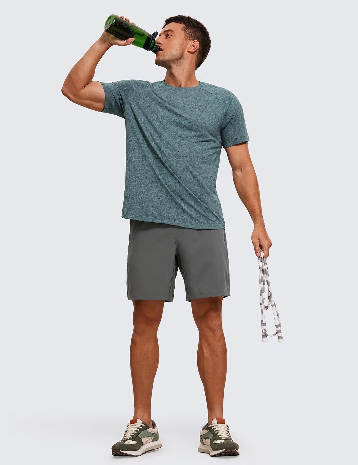 image:imageCRZ YOGA Crewneck Workout Shirts for Men Quick Dry Running Athletic TShirts Lightweight Basic TopsSmoked Spruce Heather