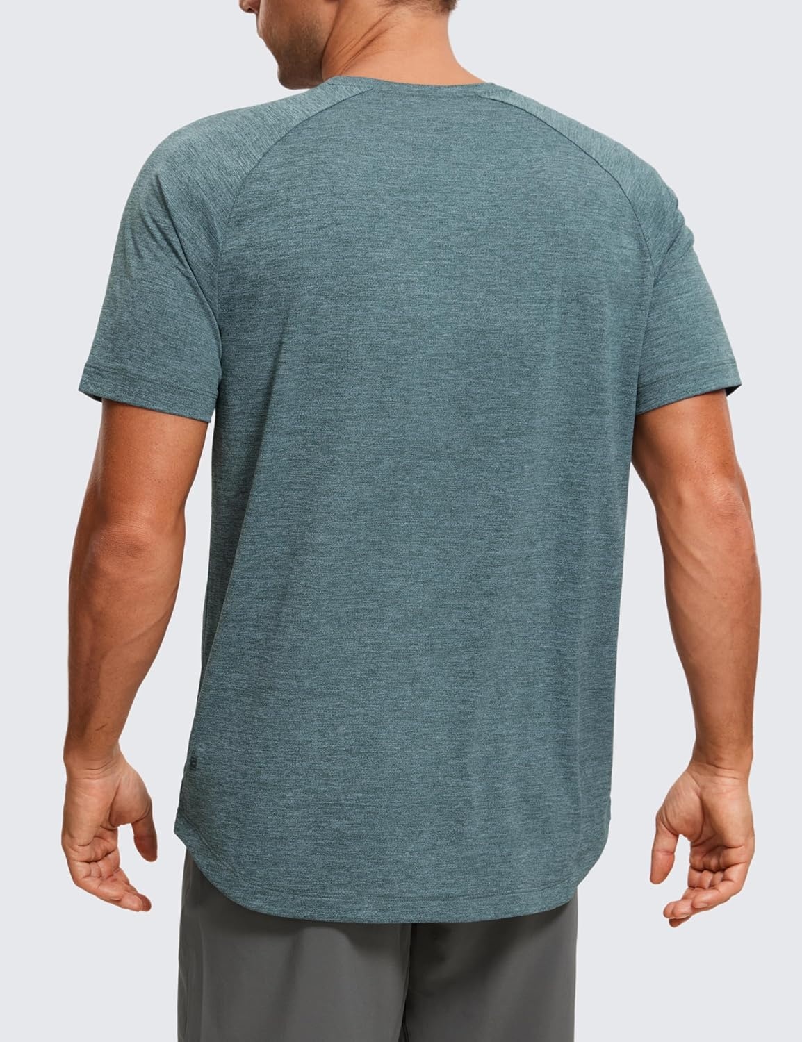 image:imageCRZ YOGA Crewneck Workout Shirts for Men Quick Dry Running Athletic TShirts Lightweight Basic TopsSmoked Spruce Heather