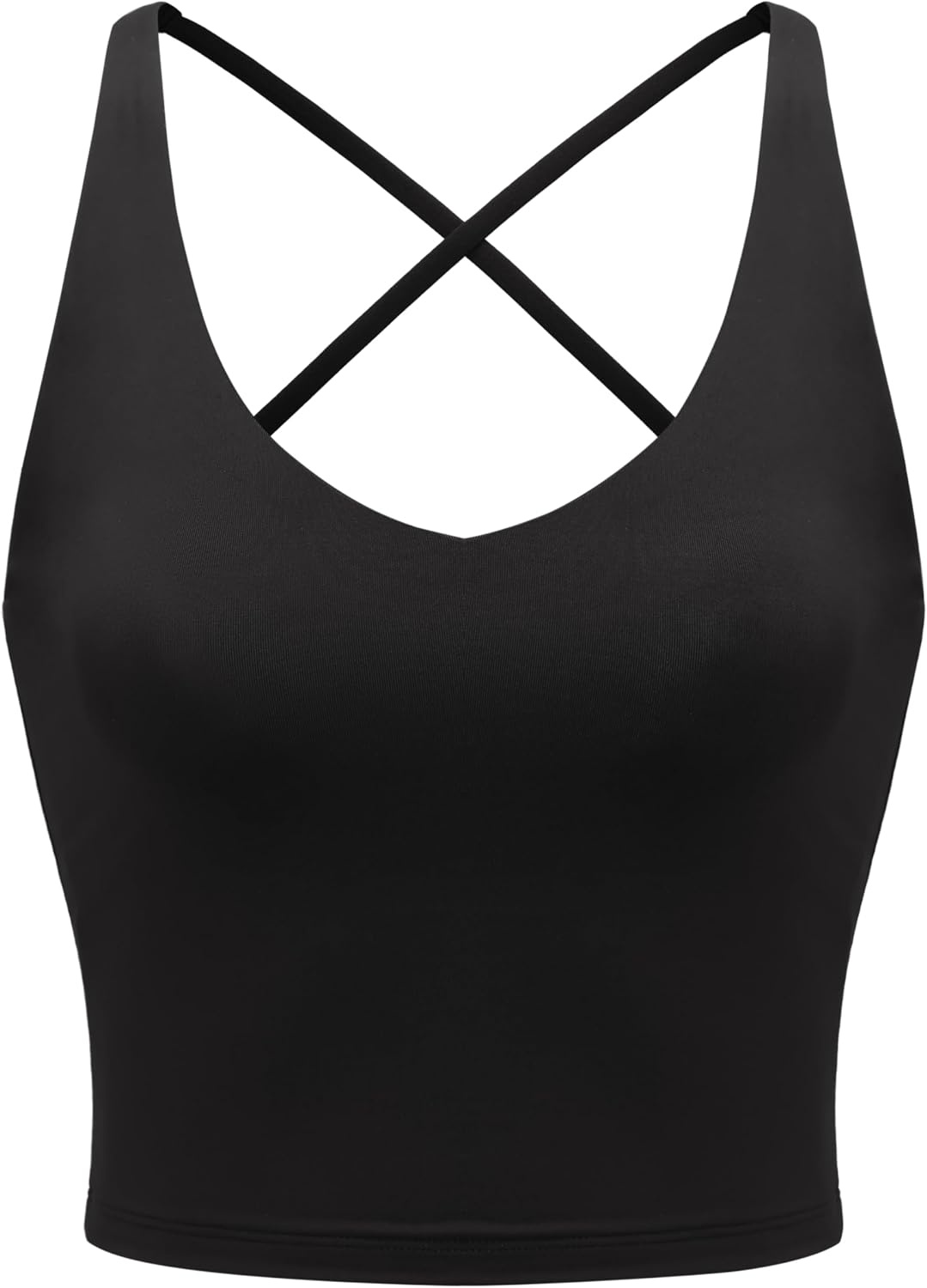image:imageCRZ YOGA Criss Cross Back Tankini Tops for Women Padded V Neck Bathing Suit Crop Swim TankBlack