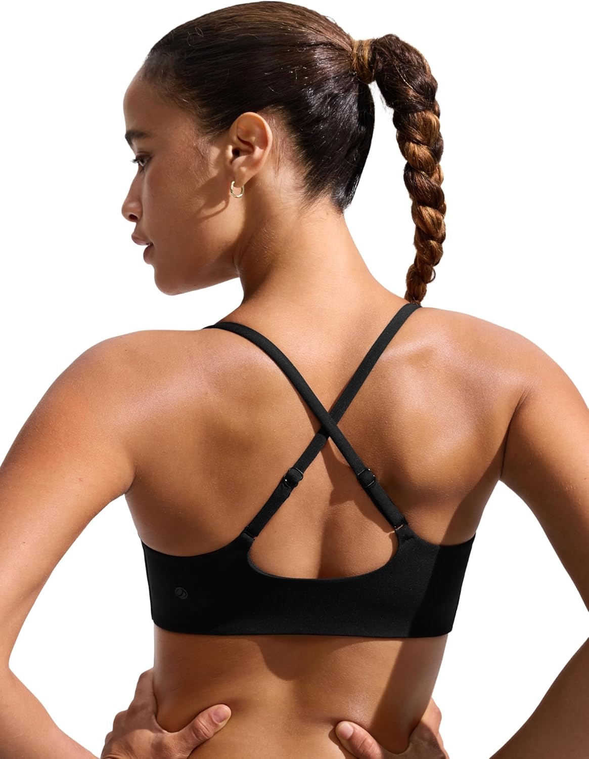 image:imageCRZ YOGA DDD Scoop Neck Bikini Tops for Women Padded Adjustable Spaghetti Straps Bathing Swimsuit Sports BraBlack
