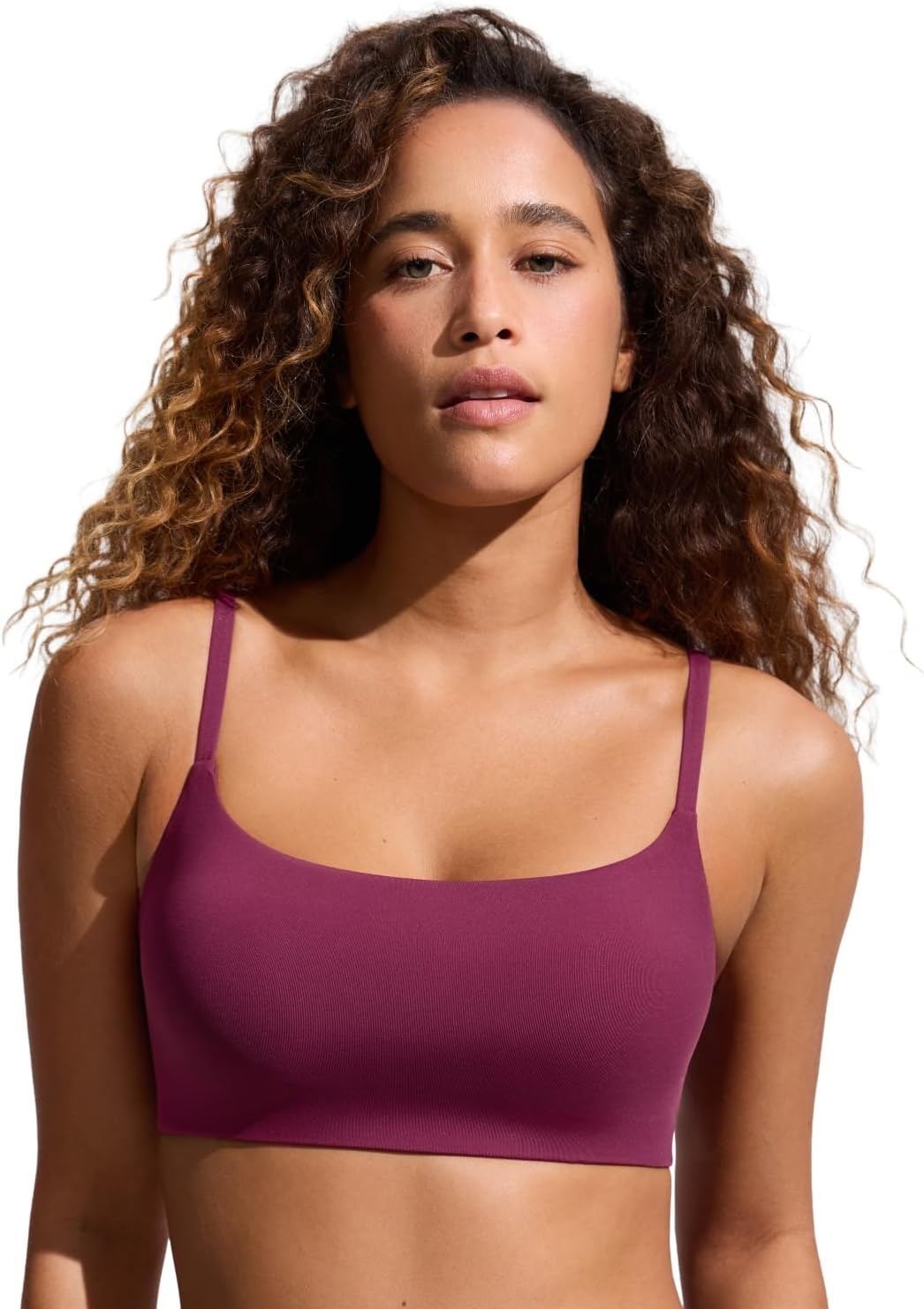 image:imageCRZ YOGA DDD Scoop Neck Bikini Tops for Women Padded Adjustable Spaghetti Straps Bathing Swimsuit Sports BraFuchsia