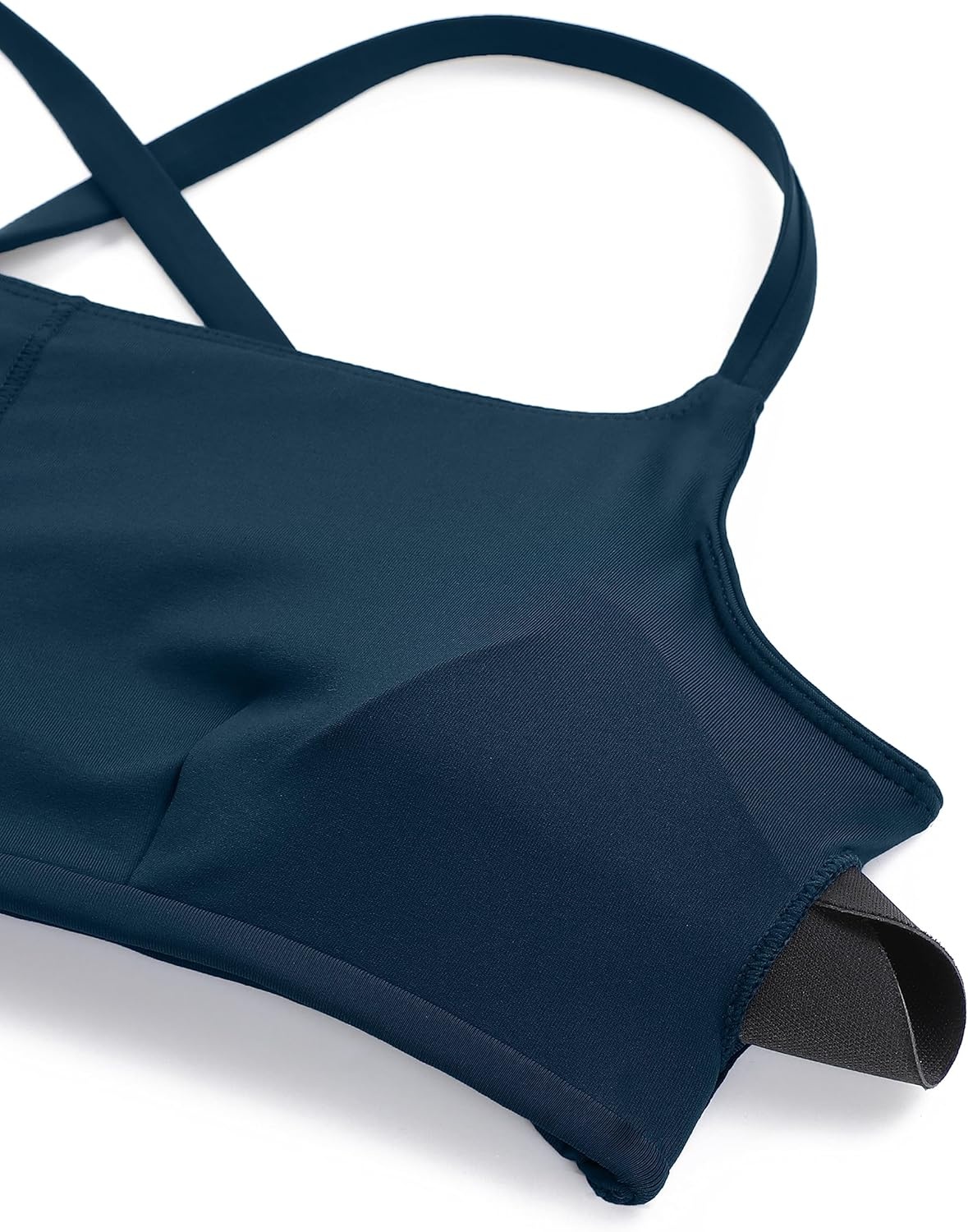image:imageCRZ YOGA DDD Scoop Neck Bikini Tops for Women Padded Adjustable Spaghetti Straps Bathing Swimsuit Sports BraInsignia Blue