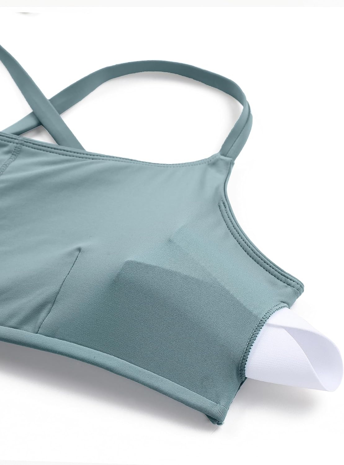 image:imageCRZ YOGA DDD Scoop Neck Bikini Tops for Women Padded Adjustable Spaghetti Straps Bathing Swimsuit Sports BraLight Grayish Blue