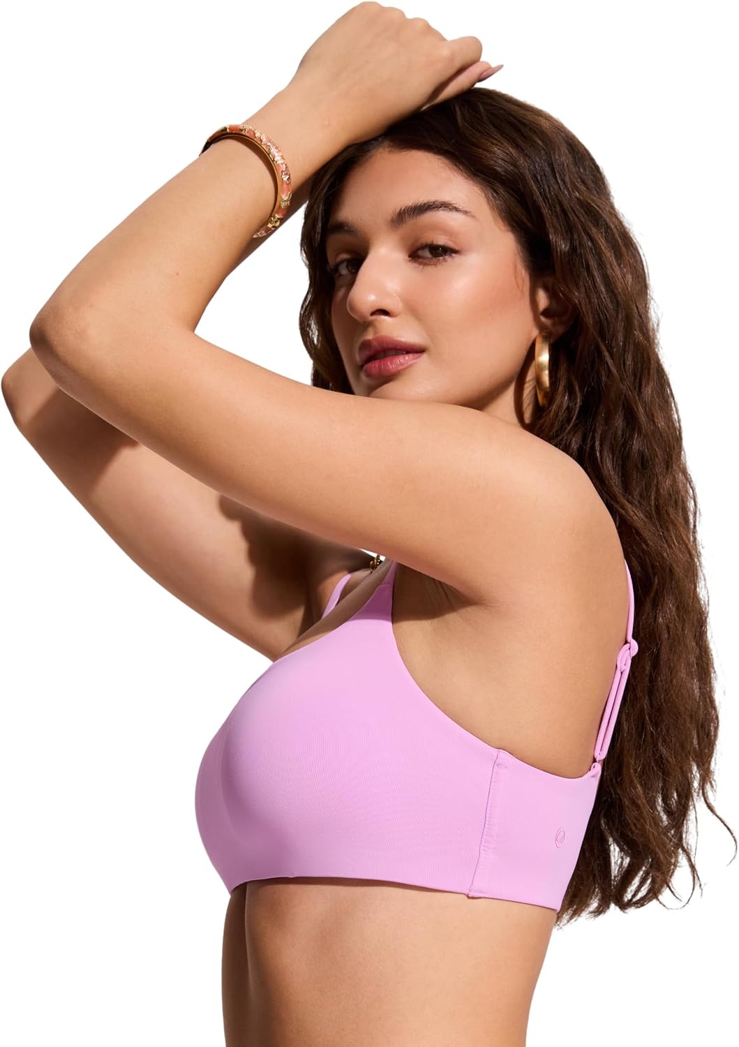 image:imageCRZ YOGA DDD Scoop Neck Bikini Tops for Women Padded Adjustable Spaghetti Straps Bathing Swimsuit Sports BraVita Pink