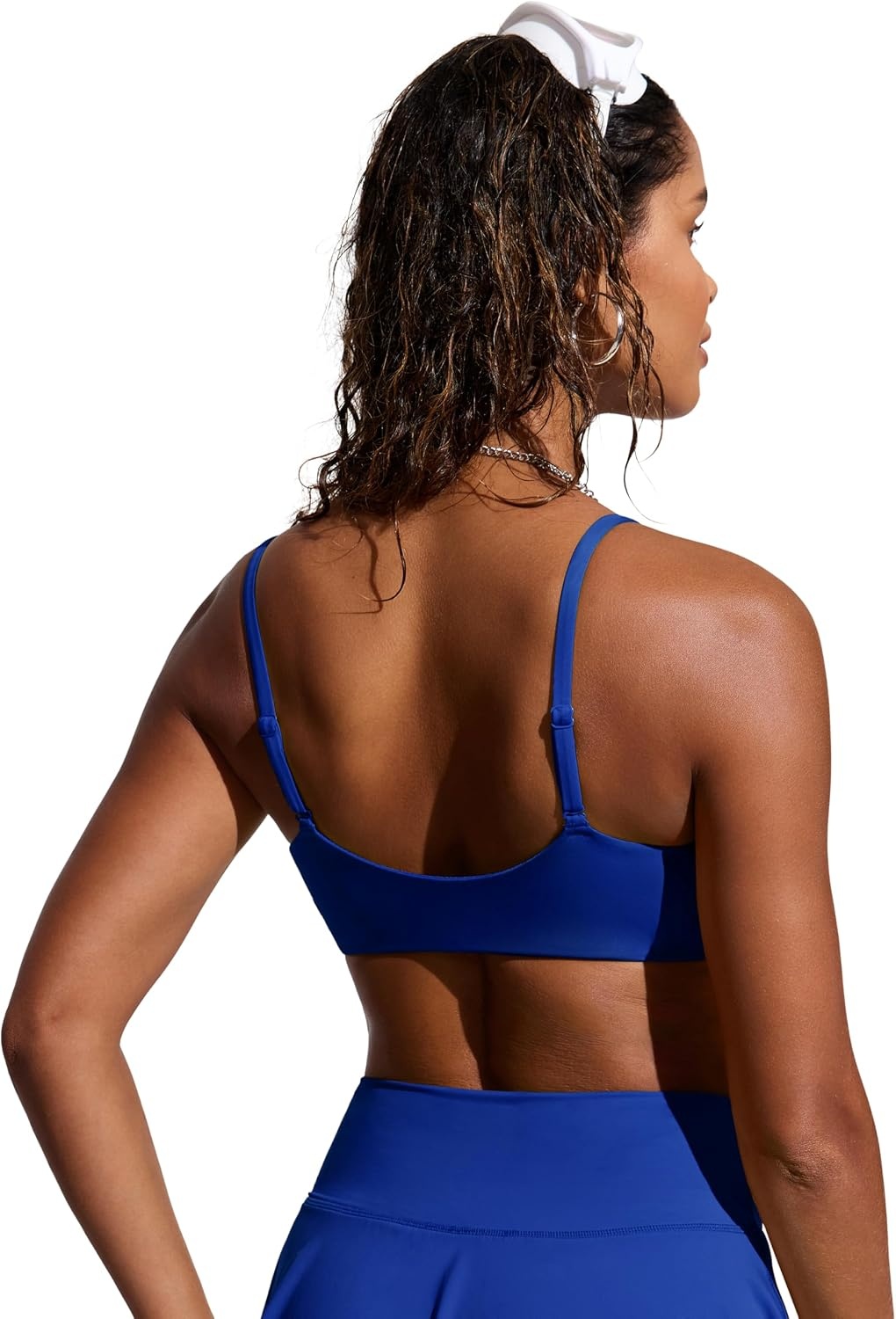 image:imageCRZ YOGA DDD Scoop Neck Bikini Tops for Women Padded Adjustable Spaghetti Straps Bathing Swimsuit Sports BraWaves Blue