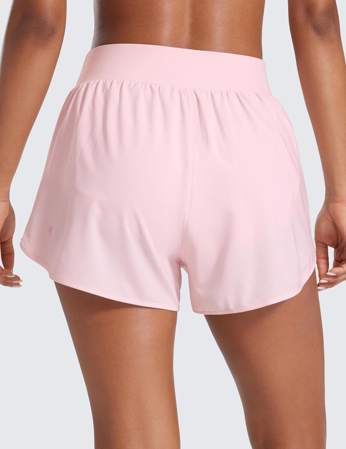 image:imageCRZ YOGA Dolphin Flat Waist Athletic Shorts for Women 3 High Rise Quick Dry for Running Workout Gym Track with Zip PocketsStrawberry Pink