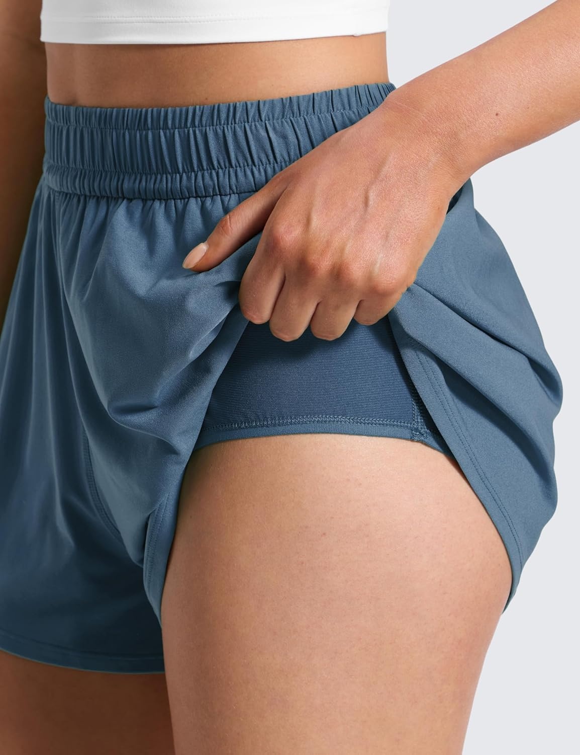 image:imageCRZ YOGA Drapey Flowy Athletic Shorts for Women 25 Relaxed Fit High Waisted Tennis Workout RunningStelindigo