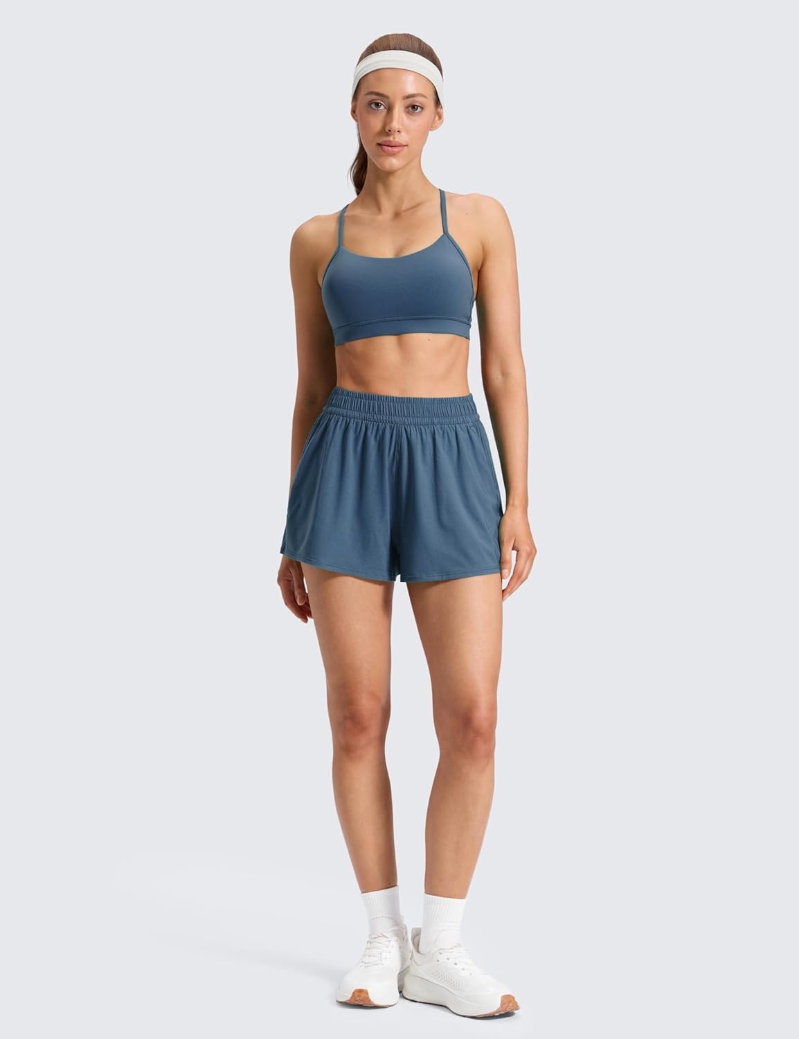 image:imageCRZ YOGA Drapey Flowy Athletic Shorts for Women 25 Relaxed Fit High Waisted Tennis Workout RunningStelindigo