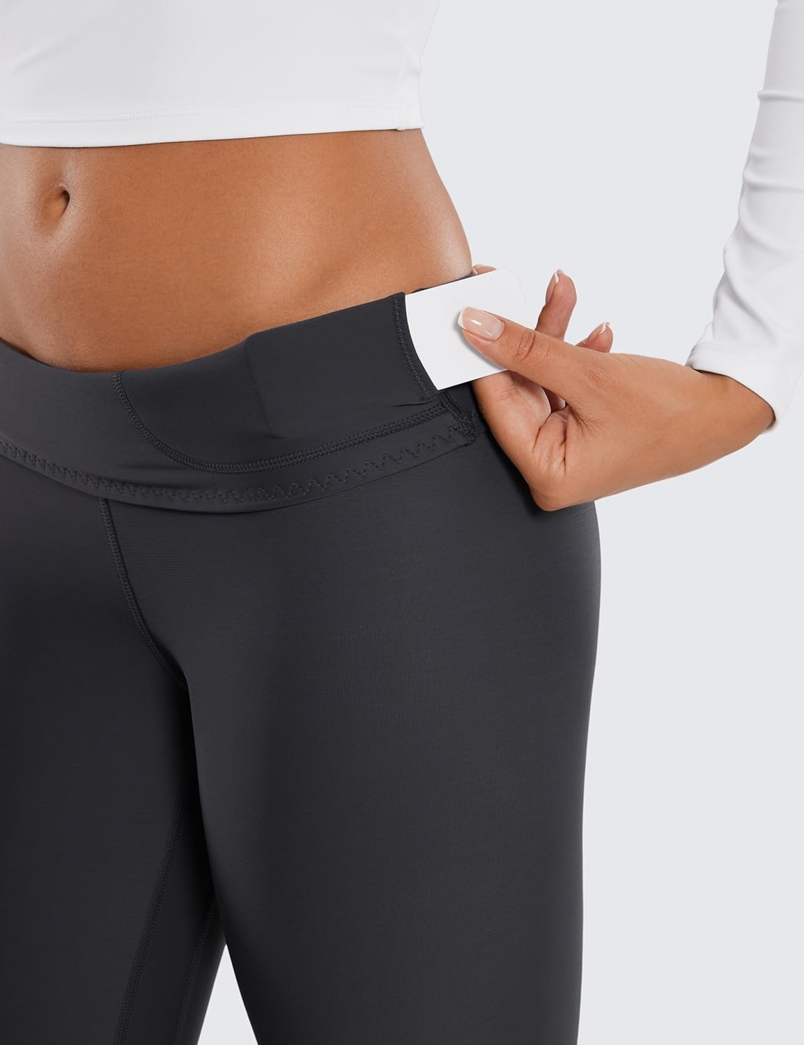 image:imageCRZ YOGA Fleece Lined Leggings 25 Thermal Casual Lounge Workout Womens Yoga High Waisted Pants Winter WarmMysterious Grey