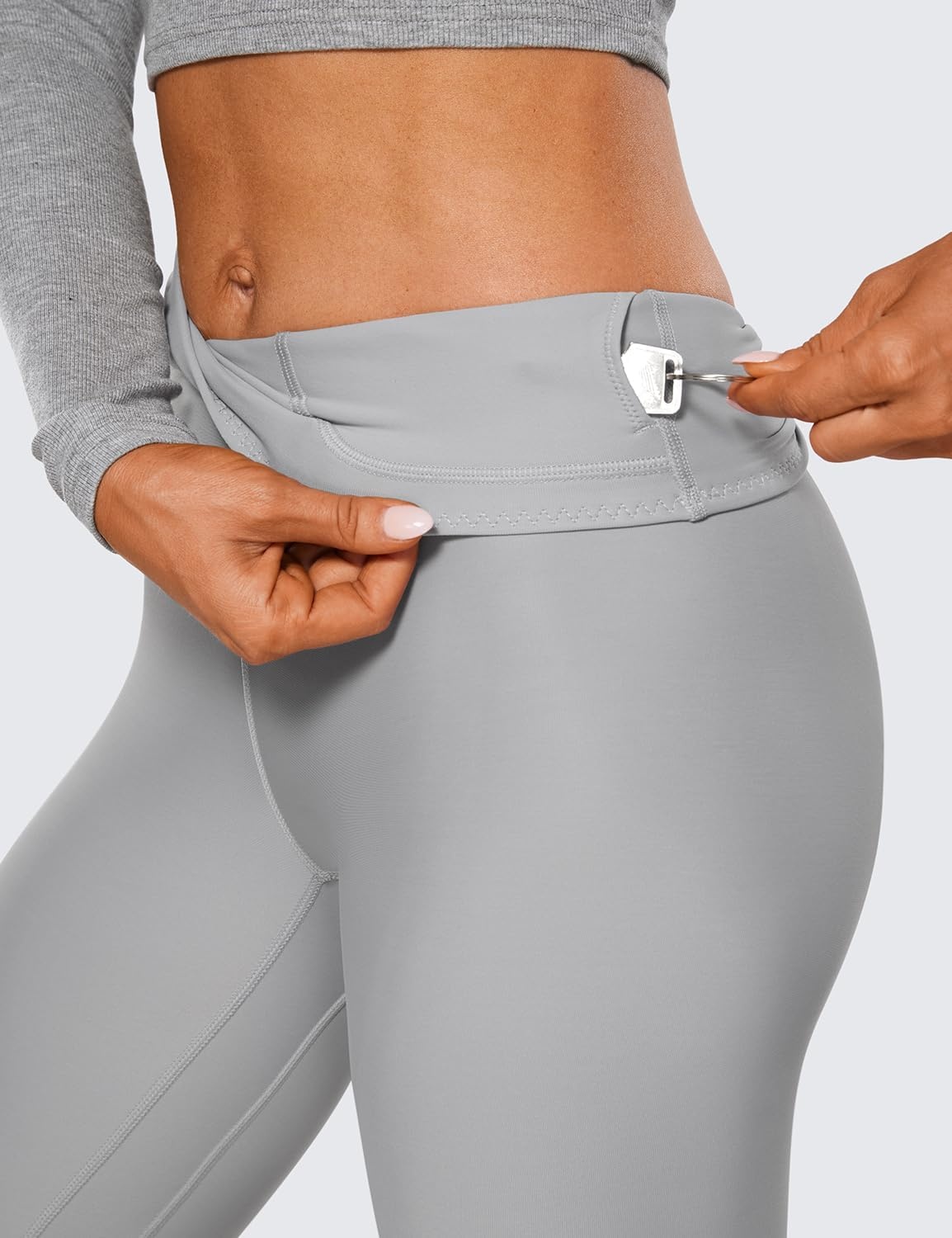 image:imageCRZ YOGA Fleece Lined Leggings 25 Thermal Casual Lounge Workout Womens Yoga High Waisted Pants Winter WarmRhino Grey
