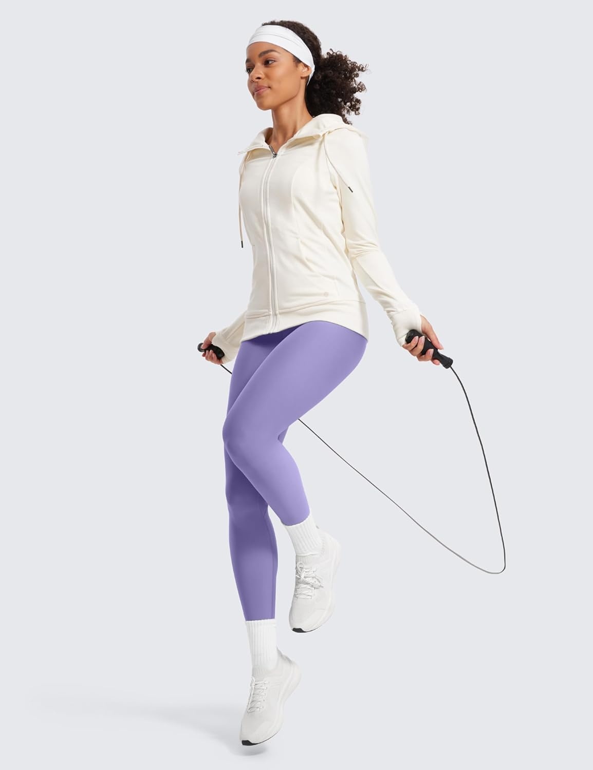 image:imageCRZ YOGA Fleece Lined Leggings 28 Thermal Casual Lounge Workout Yoga Womens Full Length Pants Winter WarmDark Lavender Purple