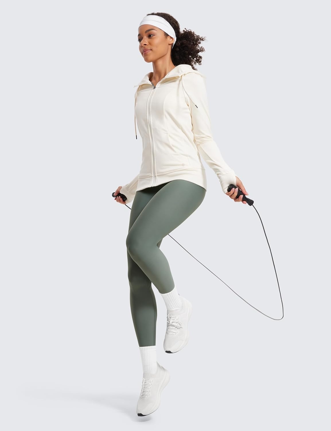 image:imageCRZ YOGA Fleece Lined Leggings 28 Thermal Casual Lounge Workout Yoga Womens Full Length Pants Winter WarmGrey Sage