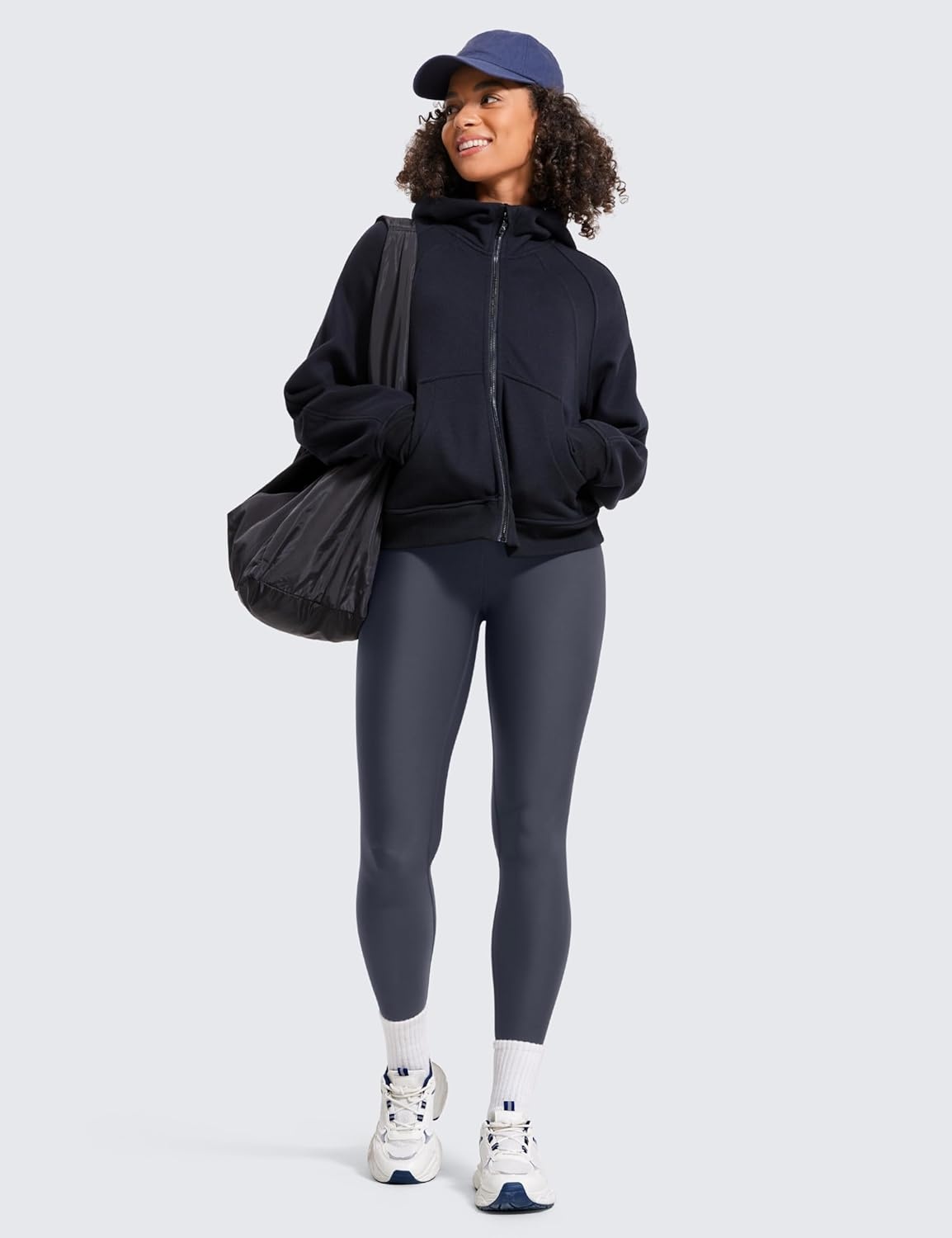 image:imageCRZ YOGA Fleece Lined Leggings 28 Thermal Casual Lounge Workout Yoga Womens Full Length Pants Winter WarmNavy