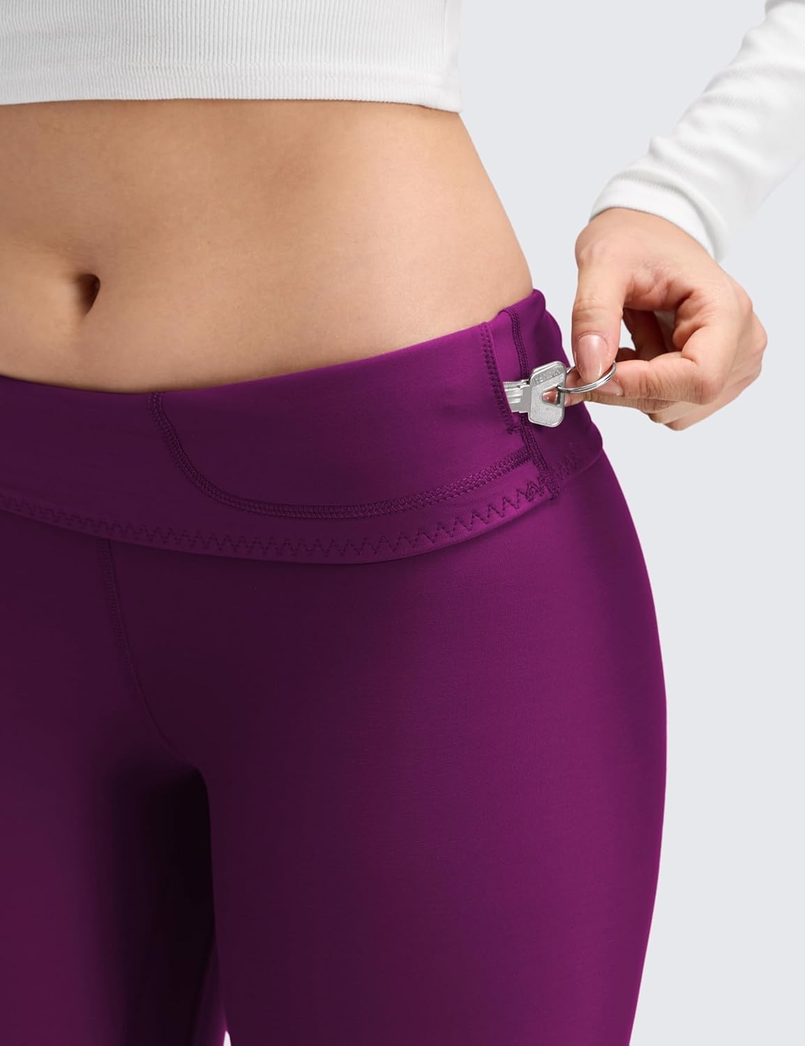 image:imageCRZ YOGA Fleece Lined Leggings 28 Thermal Casual Lounge Workout Yoga Womens Full Length Pants Winter WarmPlum Magenta