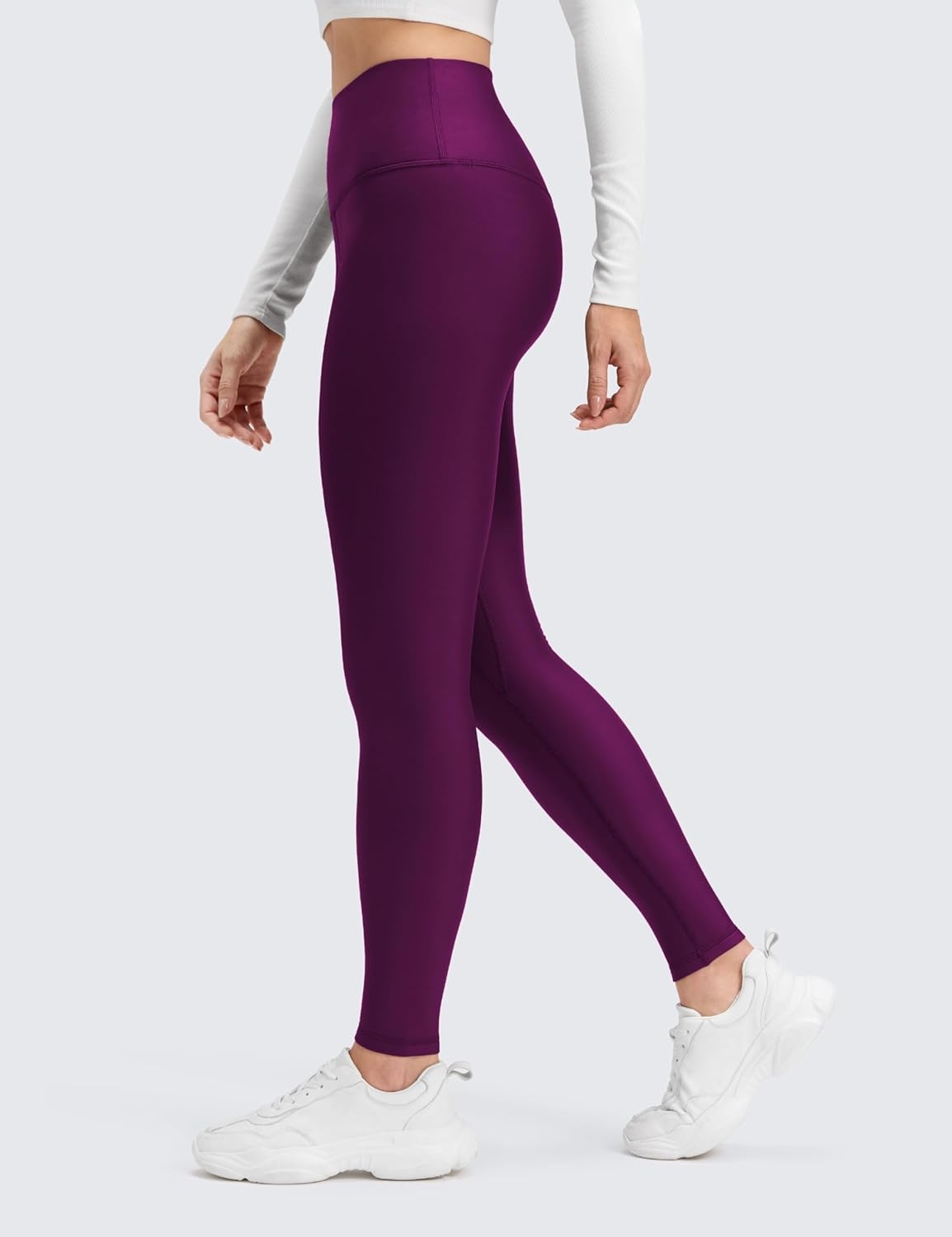 image:imageCRZ YOGA Fleece Lined Leggings 28 Thermal Casual Lounge Workout Yoga Womens Full Length Pants Winter WarmPlum Magenta