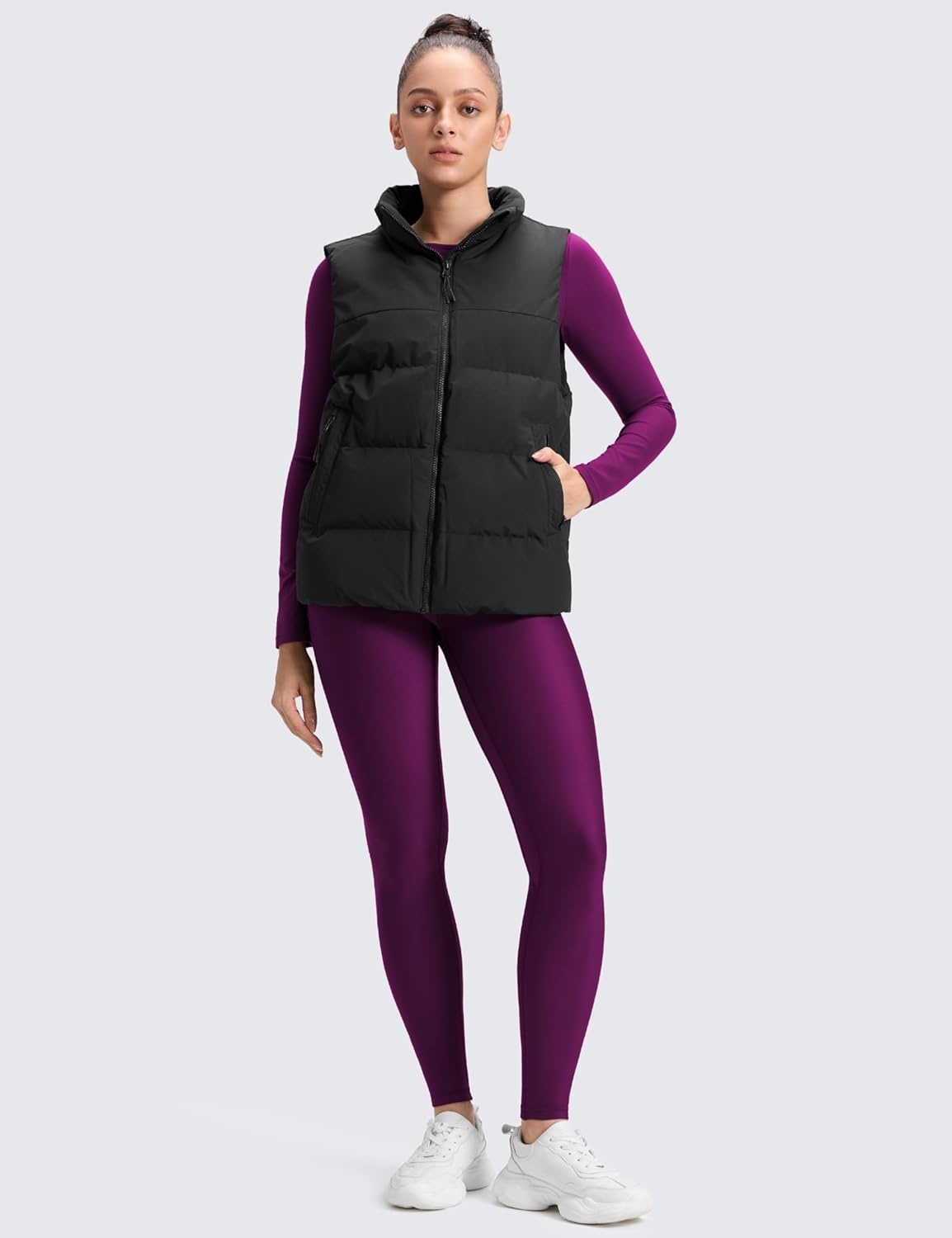 image:imageCRZ YOGA Fleece Lined Leggings 28 Thermal Casual Lounge Workout Yoga Womens Full Length Pants Winter WarmPlum Magenta