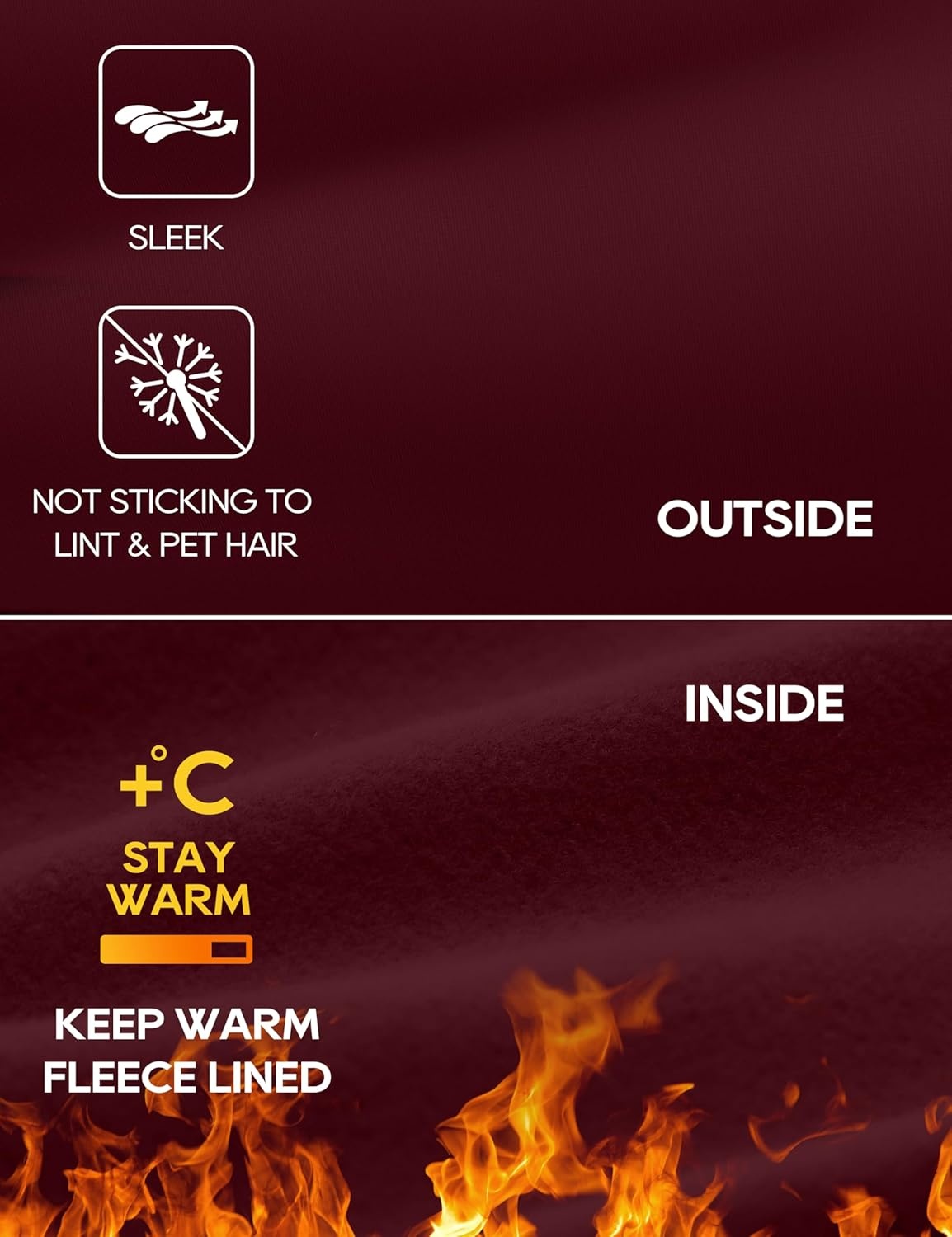 image:imageCRZ YOGA Fleece Lined Leggings 28 Thermal Casual Lounge Workout Yoga Womens Full Length Pants Winter WarmRed Merlot