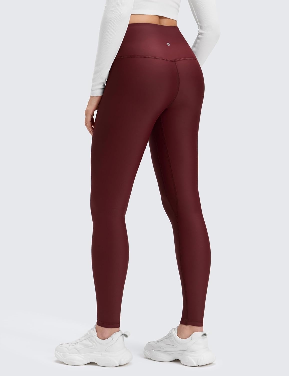 image:imageCRZ YOGA Fleece Lined Leggings 28 Thermal Casual Lounge Workout Yoga Womens Full Length Pants Winter WarmRed Merlot