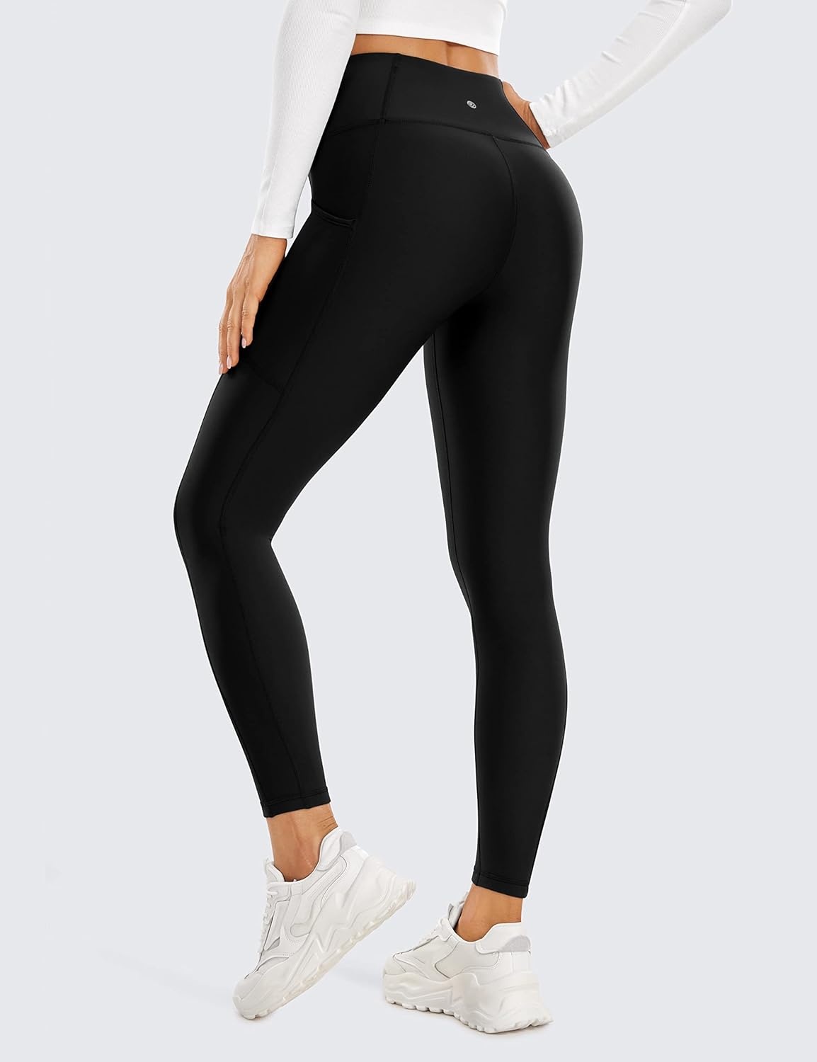 image:imageCRZ YOGA Fleece Lined Leggings Pockets 25 Thermal High Waisted Casual Lounge Workout Womens Yoga Pants Winter WarmBlack
