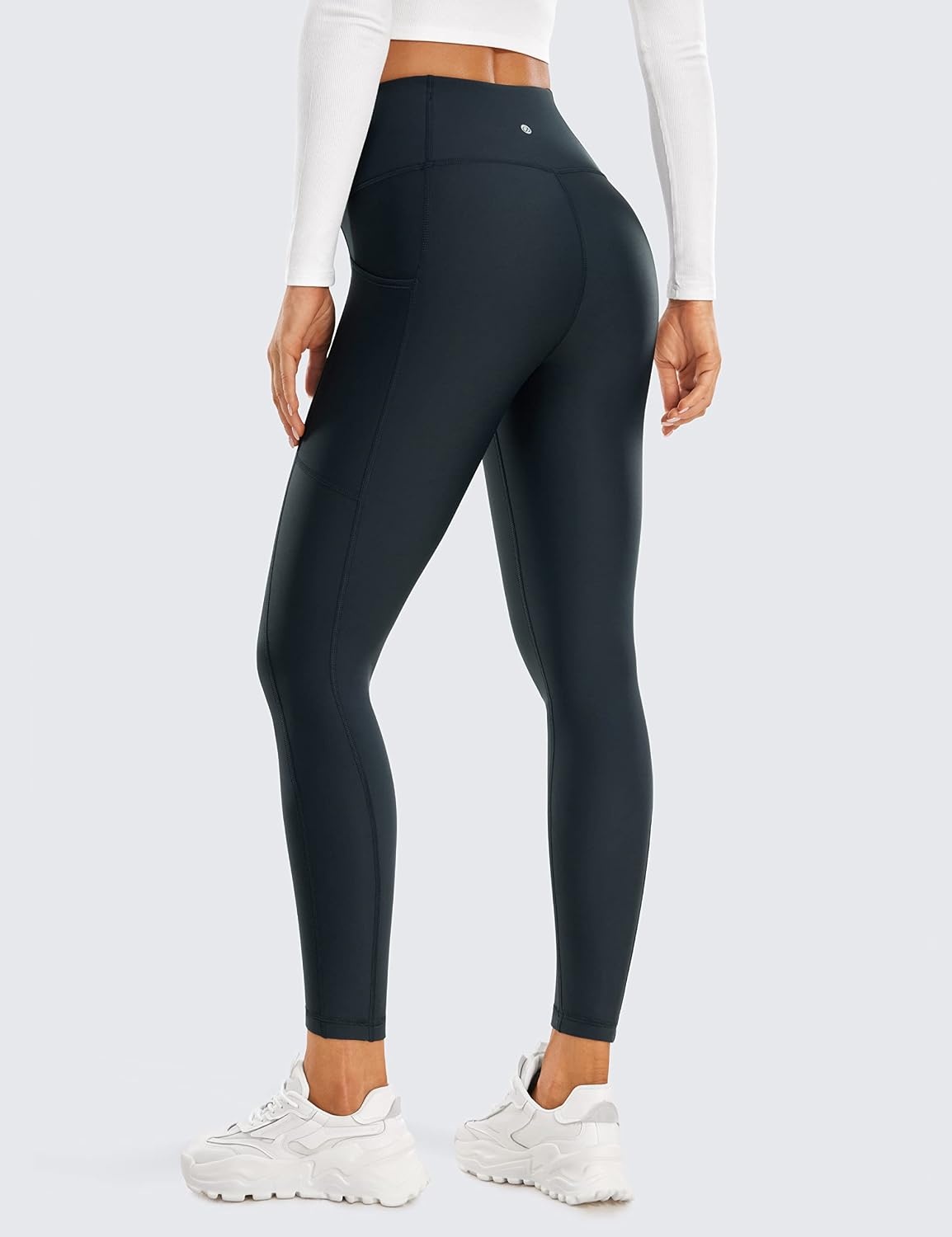 image:imageCRZ YOGA Fleece Lined Leggings Pockets 25 Thermal High Waisted Casual Lounge Workout Womens Yoga Pants Winter WarmTrue Navy