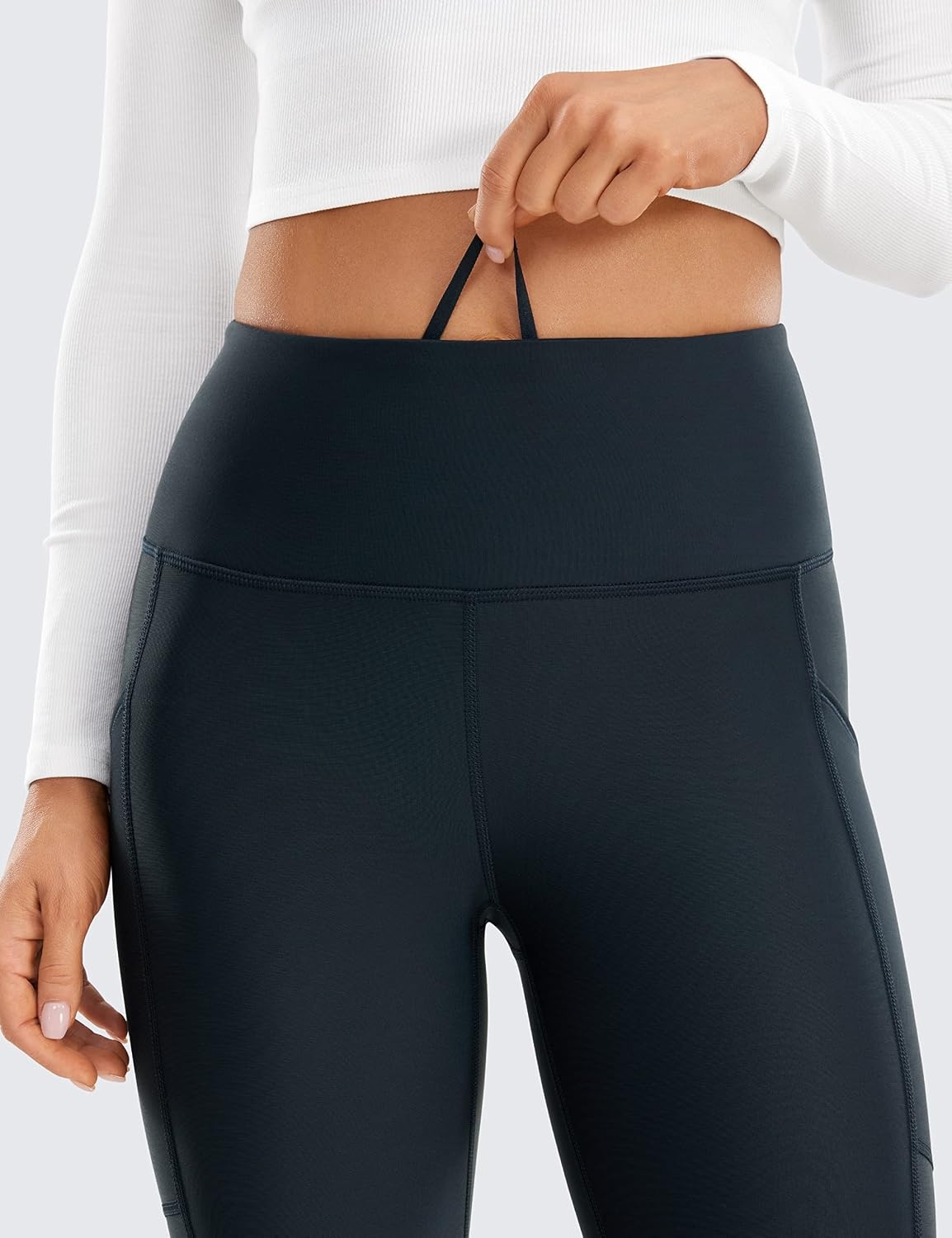 image:imageCRZ YOGA Fleece Lined Leggings Pockets 25 Thermal High Waisted Casual Lounge Workout Womens Yoga Pants Winter WarmTrue Navy