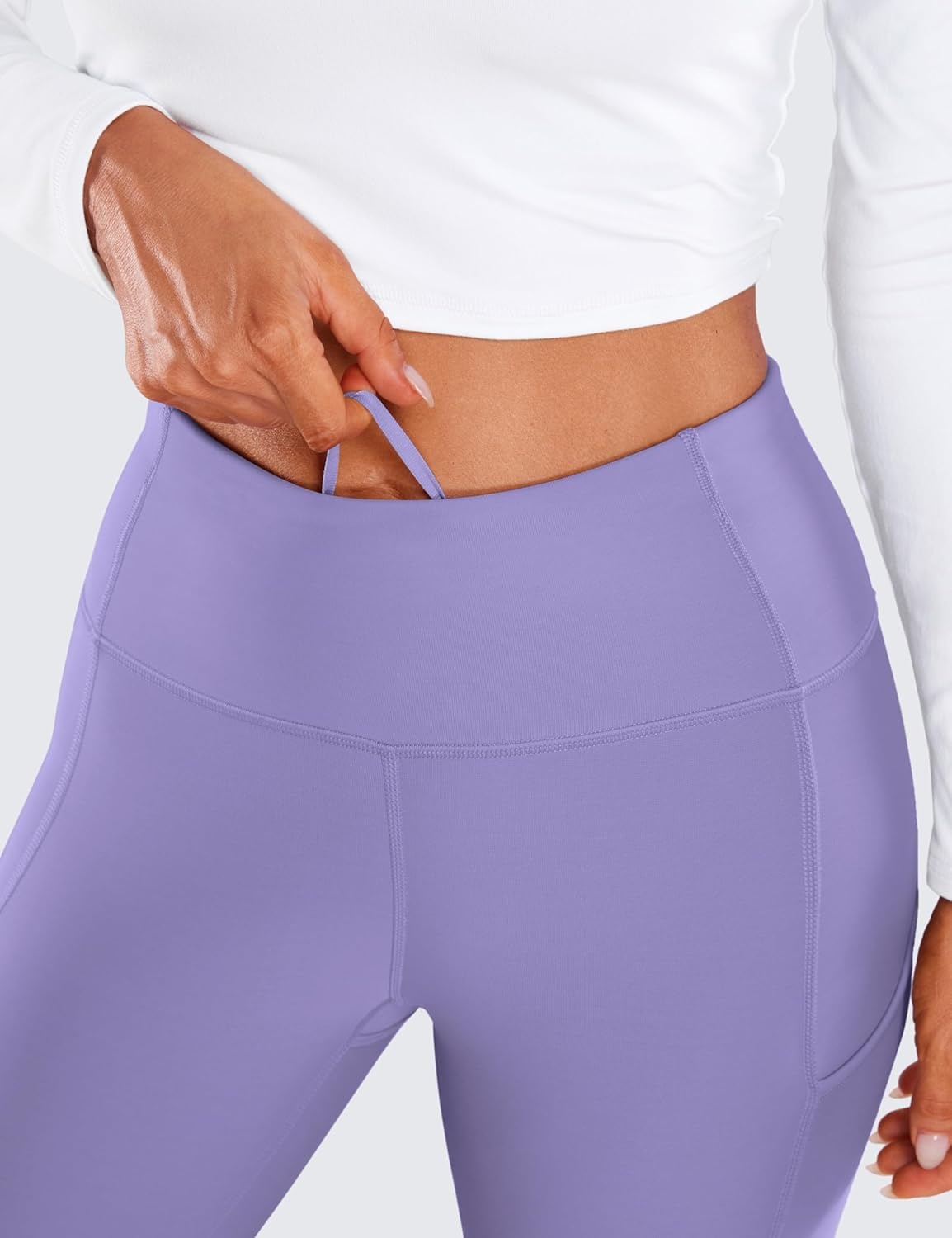 image:imageCRZ YOGA Fleece Lined Leggings Pockets 28 Thermal Casual Lounge Workout Womens Yoga Full Length Pants Winter WarmDark Lavender Purple
