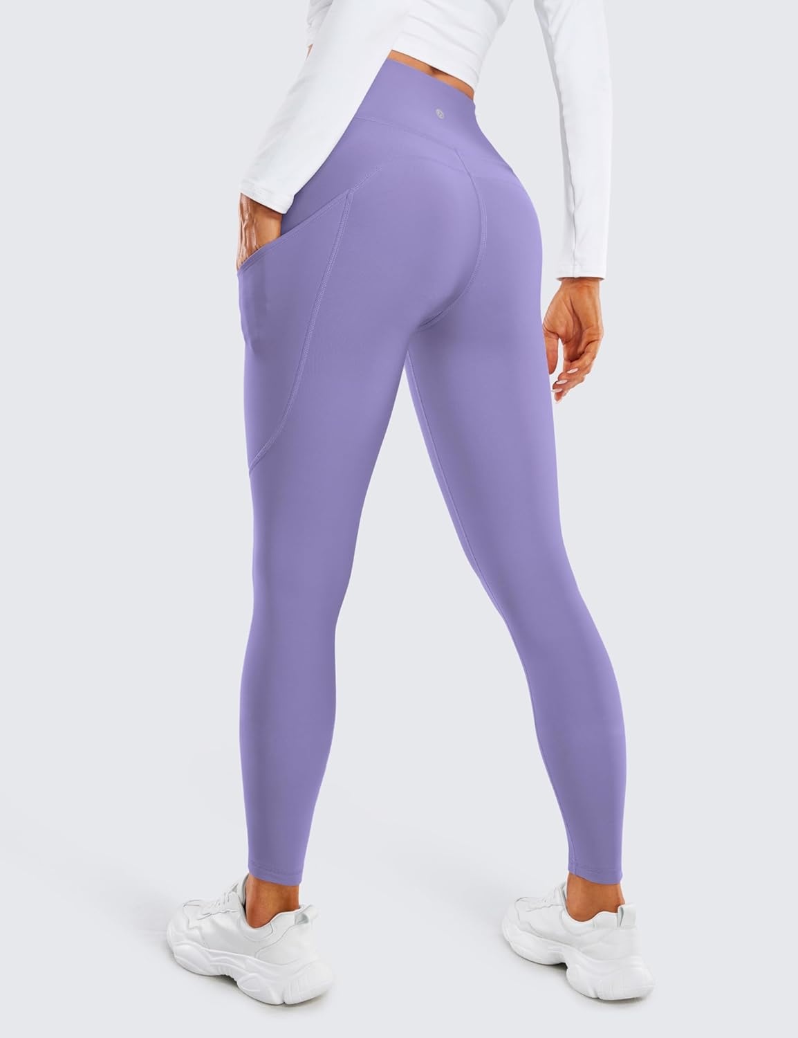 image:imageCRZ YOGA Fleece Lined Leggings Pockets 28 Thermal Casual Lounge Workout Womens Yoga Full Length Pants Winter WarmDark Lavender Purple