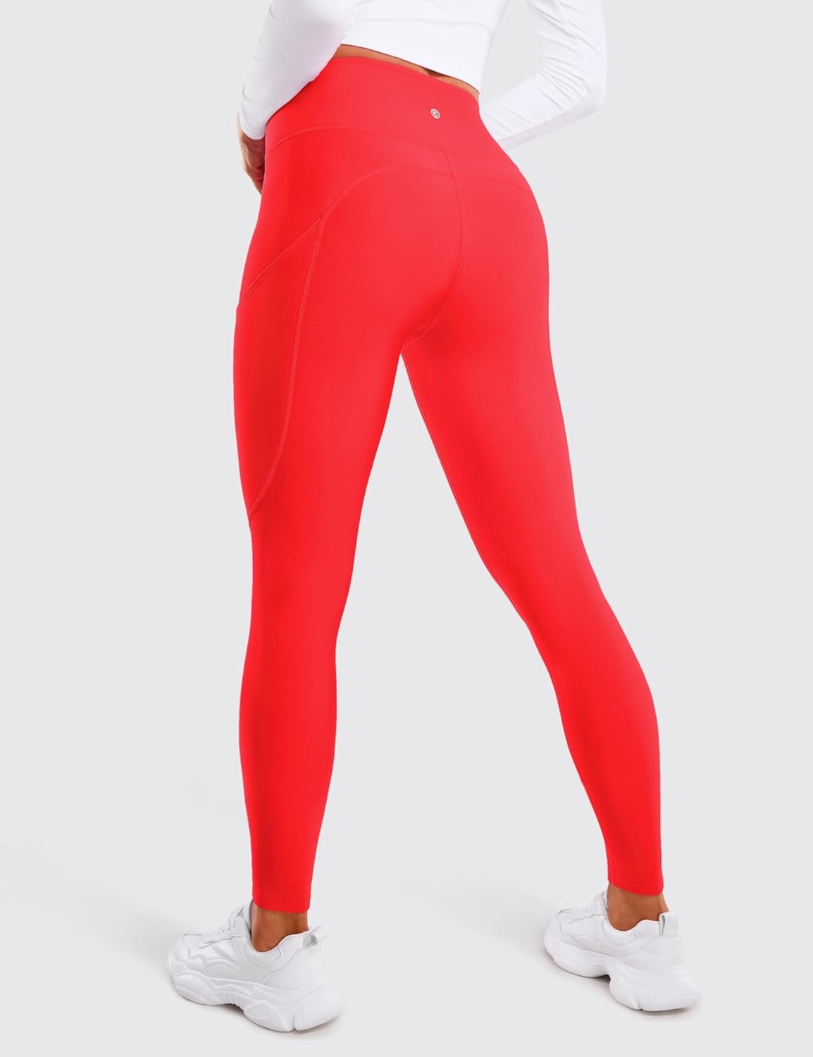 image:imageCRZ YOGA Fleece Lined Leggings Pockets 28 Thermal Casual Lounge Workout Womens Yoga Full Length Pants Winter WarmDark Red
