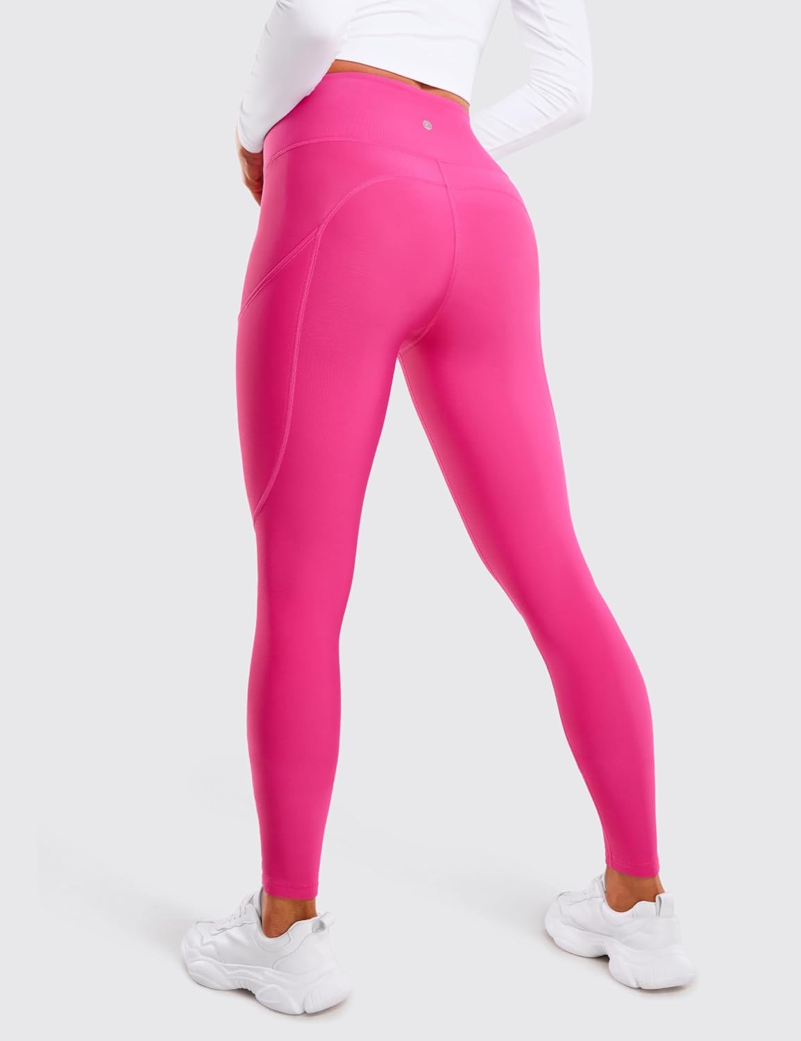 image:imageCRZ YOGA Fleece Lined Leggings Pockets 28 Thermal Casual Lounge Workout Womens Yoga Full Length Pants Winter WarmGranita Pink