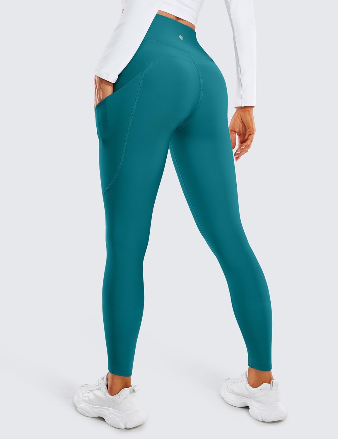 image:imageCRZ YOGA Fleece Lined Leggings Pockets 28 Thermal Casual Lounge Workout Womens Yoga Full Length Pants Winter WarmGreen Jade