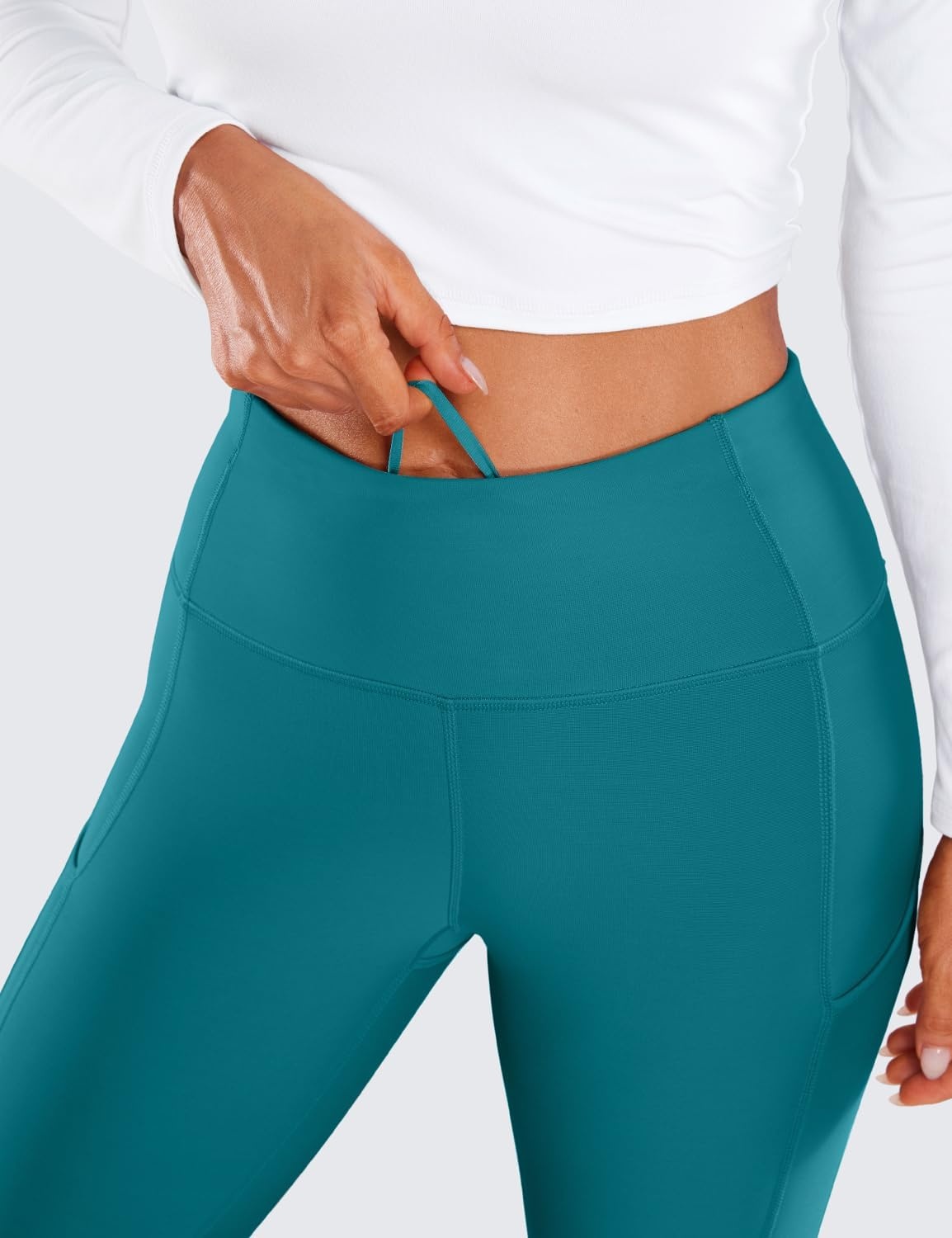 image:imageCRZ YOGA Fleece Lined Leggings Pockets 28 Thermal Casual Lounge Workout Womens Yoga Full Length Pants Winter WarmGreen Jade