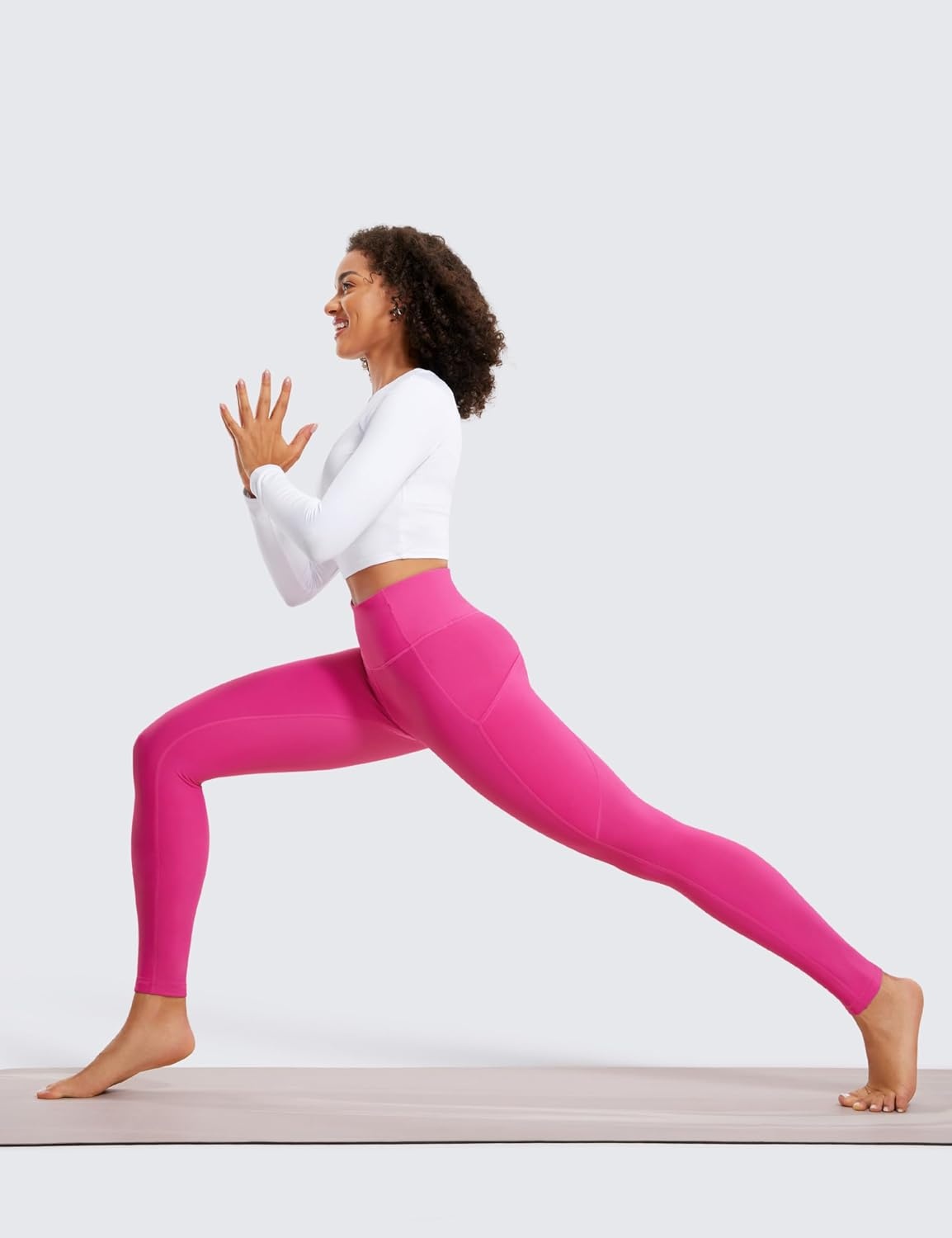 image:imageCRZ YOGA Fleece Lined Leggings Pockets 28 Thermal Casual Lounge Workout Womens Yoga Full Length Pants Winter WarmHibiscus Purple