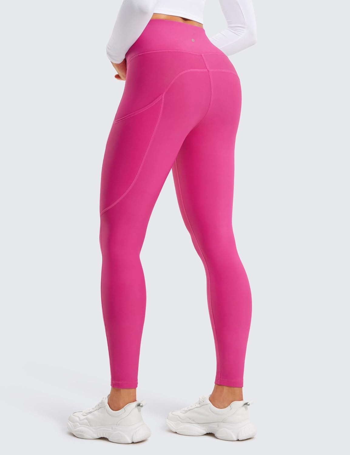 image:imageCRZ YOGA Fleece Lined Leggings Pockets 28 Thermal Casual Lounge Workout Womens Yoga Full Length Pants Winter WarmHibiscus Purple