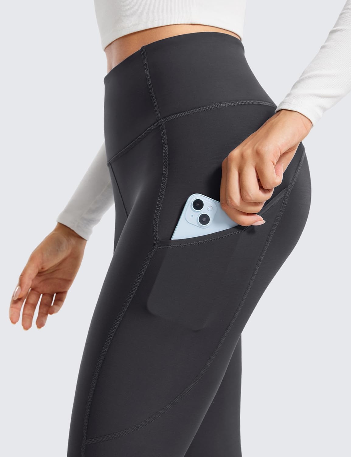 image:imageCRZ YOGA Fleece Lined Leggings Pockets 28 Thermal Casual Lounge Workout Womens Yoga Full Length Pants Winter WarmMysterious Grey