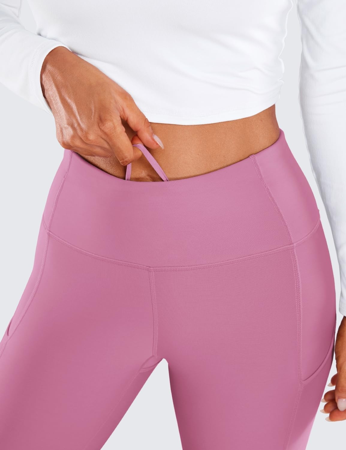 image:imageCRZ YOGA Fleece Lined Leggings Pockets 28 Thermal Casual Lounge Workout Womens Yoga Full Length Pants Winter WarmVelvet Dust