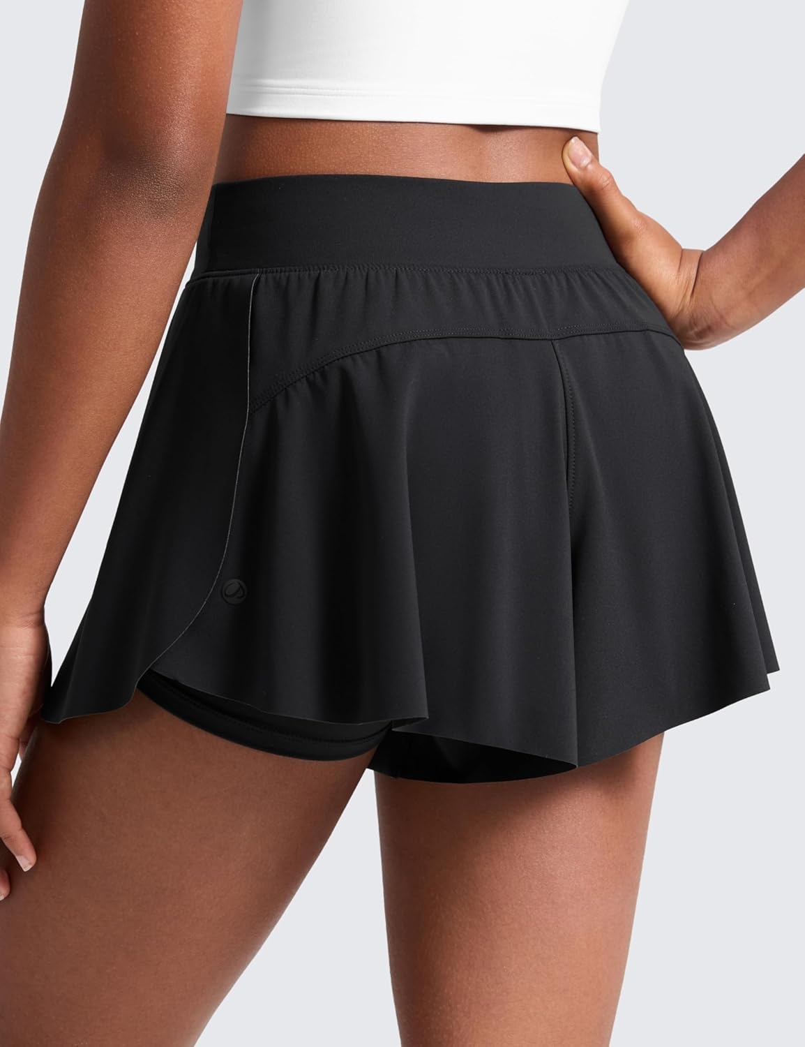 image:imageCRZ YOGA Girls 2 in 1 Athletic Flowy Shorts Dance Tennis Soccer Casual Butterfly Skirts Liner Pockets Kids TeenBlack