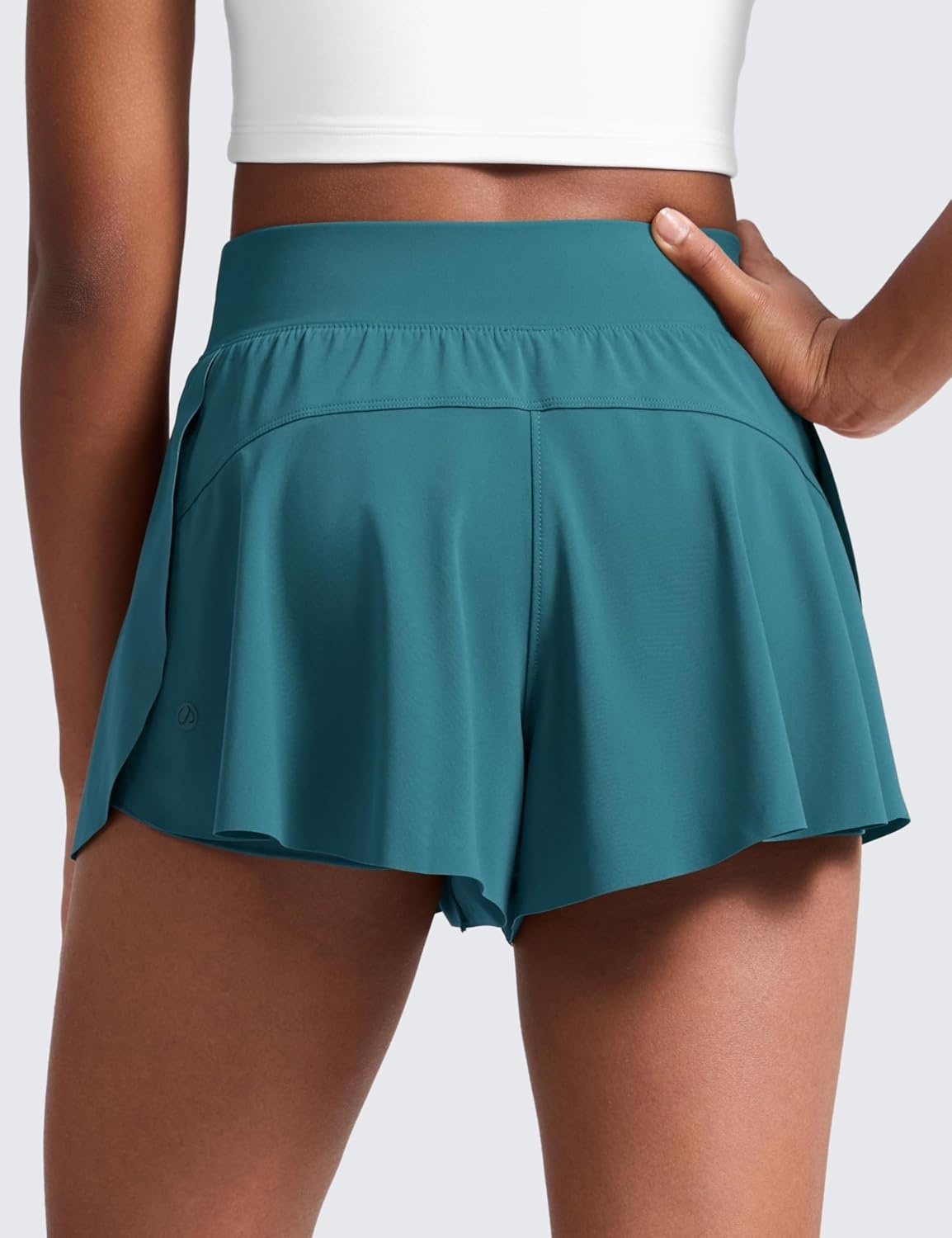 image:imageCRZ YOGA Girls 2 in 1 Athletic Flowy Shorts Dance Tennis Soccer Casual Butterfly Skirts Liner Pockets Kids TeenGreen Jade