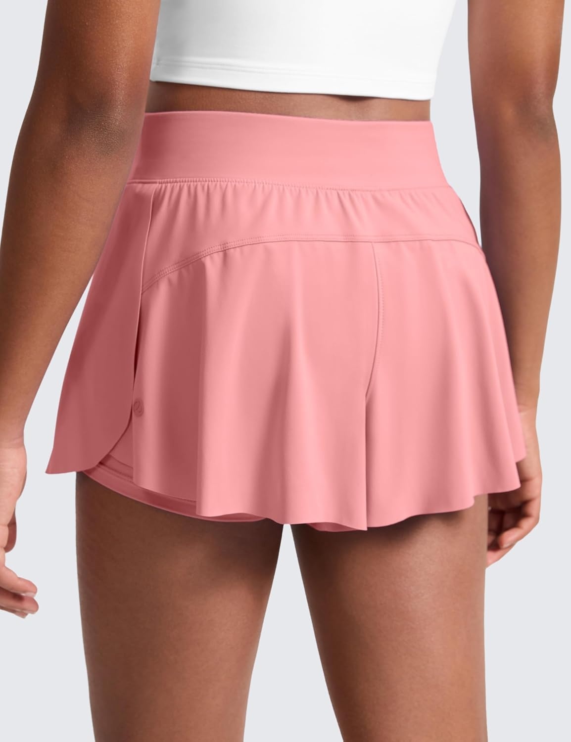 image:imageCRZ YOGA Girls 2 in 1 Athletic Flowy Shorts Dance Tennis Soccer Casual Butterfly Skirts Liner Pockets Kids TeenLotus Pink