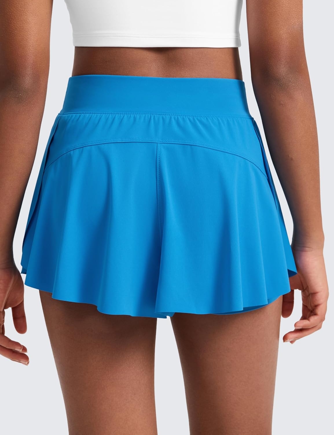 image:imageCRZ YOGA Girls 2 in 1 Athletic Flowy Shorts Dance Tennis Soccer Casual Butterfly Skirts Liner Pockets Kids TeenMadagascar Blue