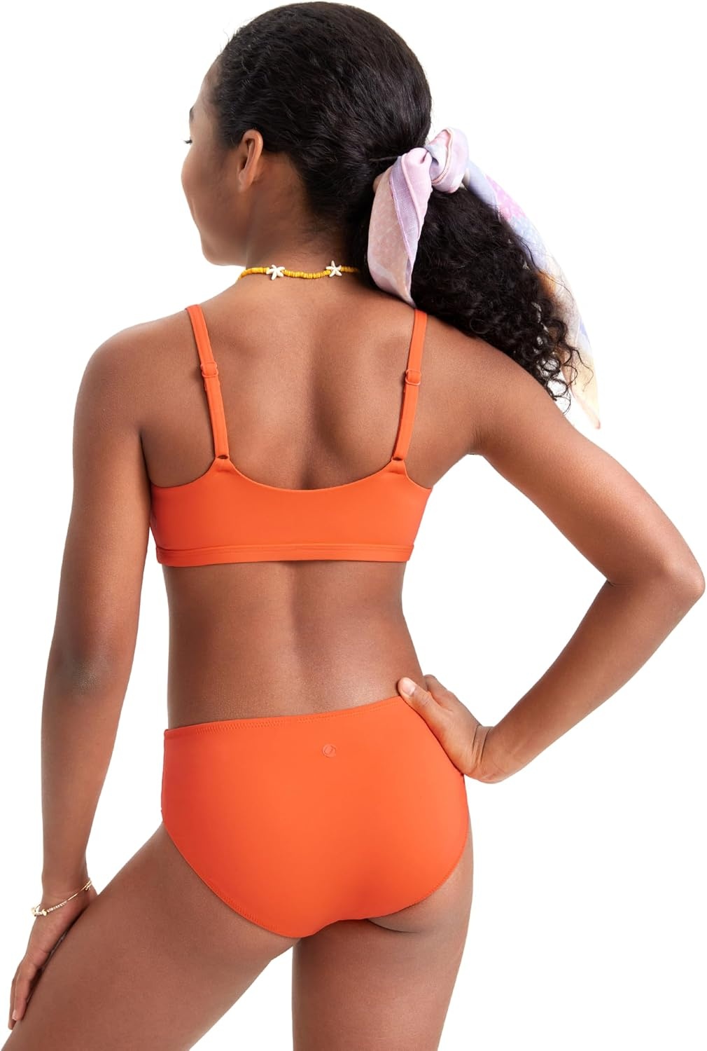 image:imageCRZ YOGA Girls Bikini Set 2 Piece Swimsuit Beach Sports Bathing Suit Scoop Neck Adjustable Straps Padded Kids TeenCoral