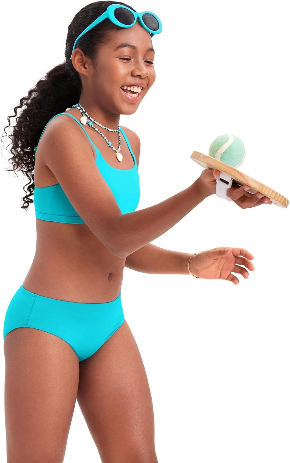 image:imageCRZ YOGA Girls Bikini Set 2 Piece Swimsuit Beach Sports Bathing Suit Scoop Neck Adjustable Straps Padded Kids TeenTurquoise