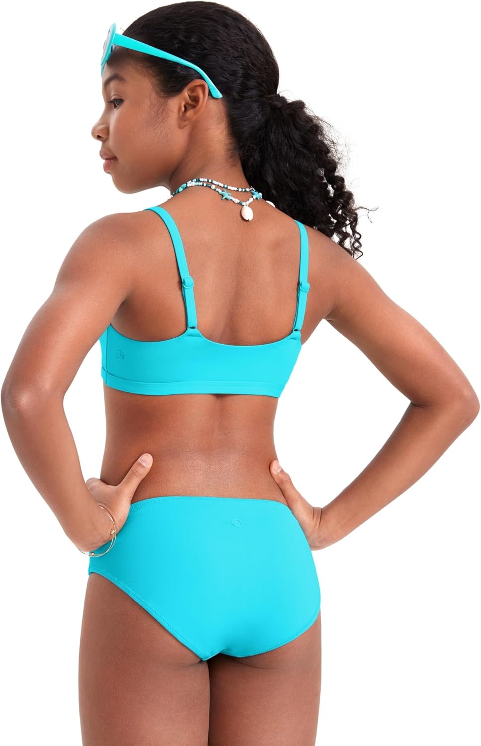 image:imageCRZ YOGA Girls Bikini Set 2 Piece Swimsuit Beach Sports Bathing Suit Scoop Neck Adjustable Straps Padded Kids TeenTurquoise