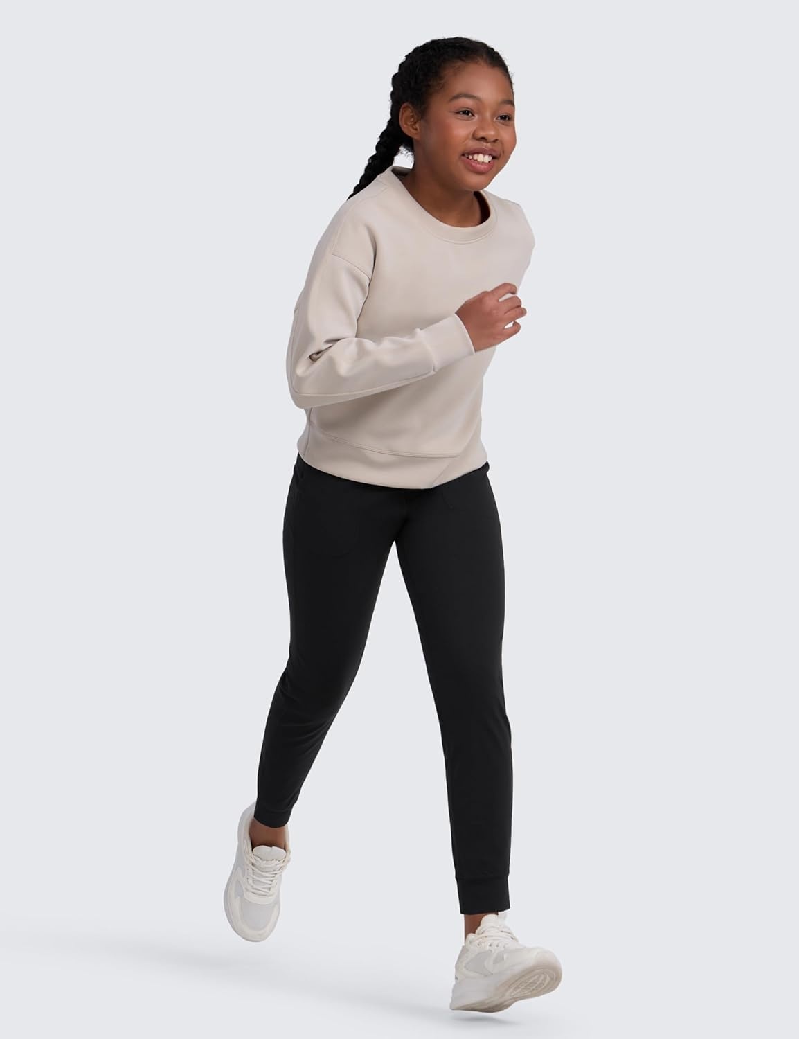 image:imageCRZ YOGA Girls Butterlift Athletic Joggers Active Running Casual Lounge High Waist Pants with Pockets Kid TeenBlack