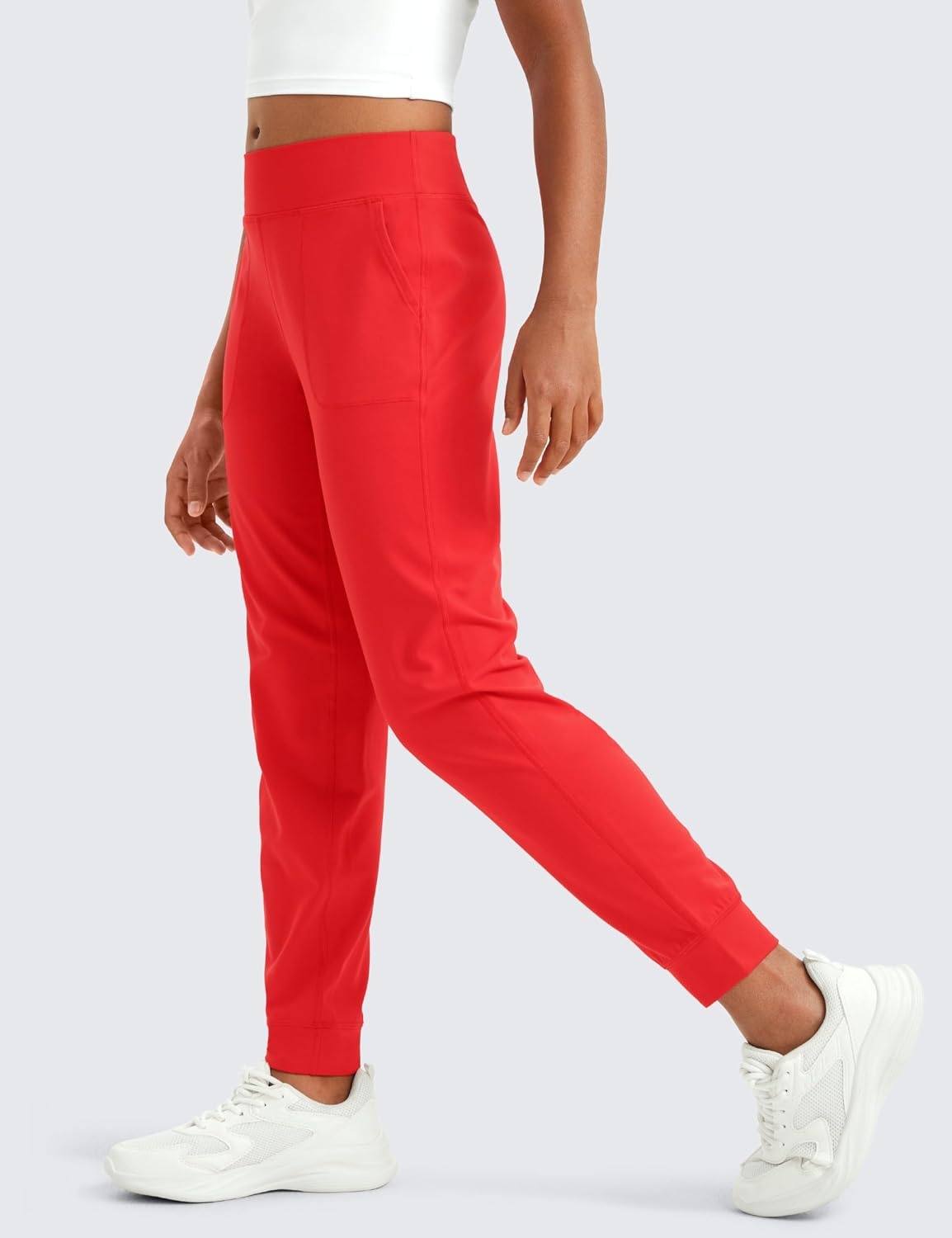 image:imageCRZ YOGA Girls Butterlift Athletic Joggers Active Running Casual Lounge High Waist Pants with Pockets Kid TeenDeep Red